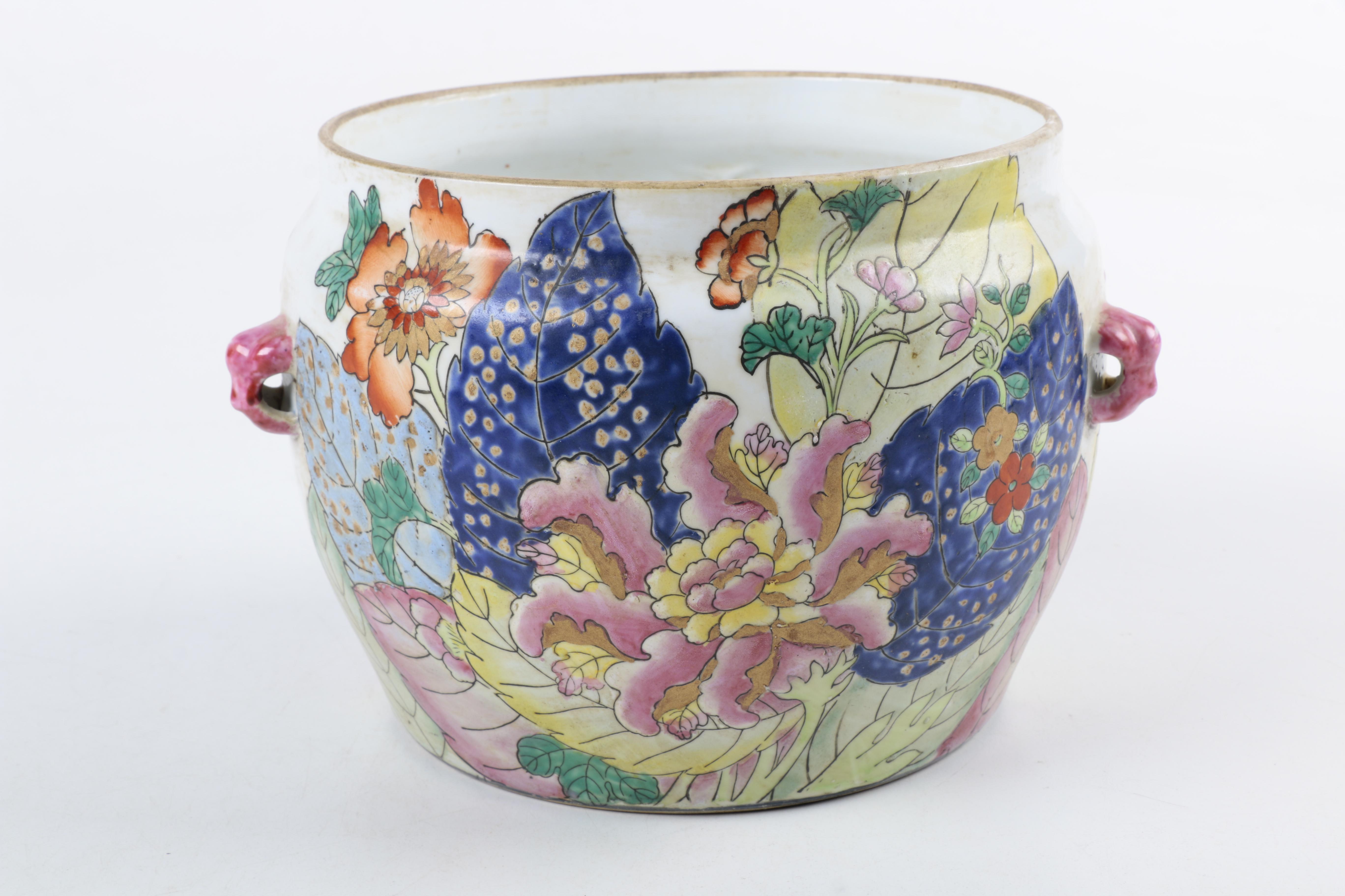 Chinese Tobacco Leaf Ceramic Jar