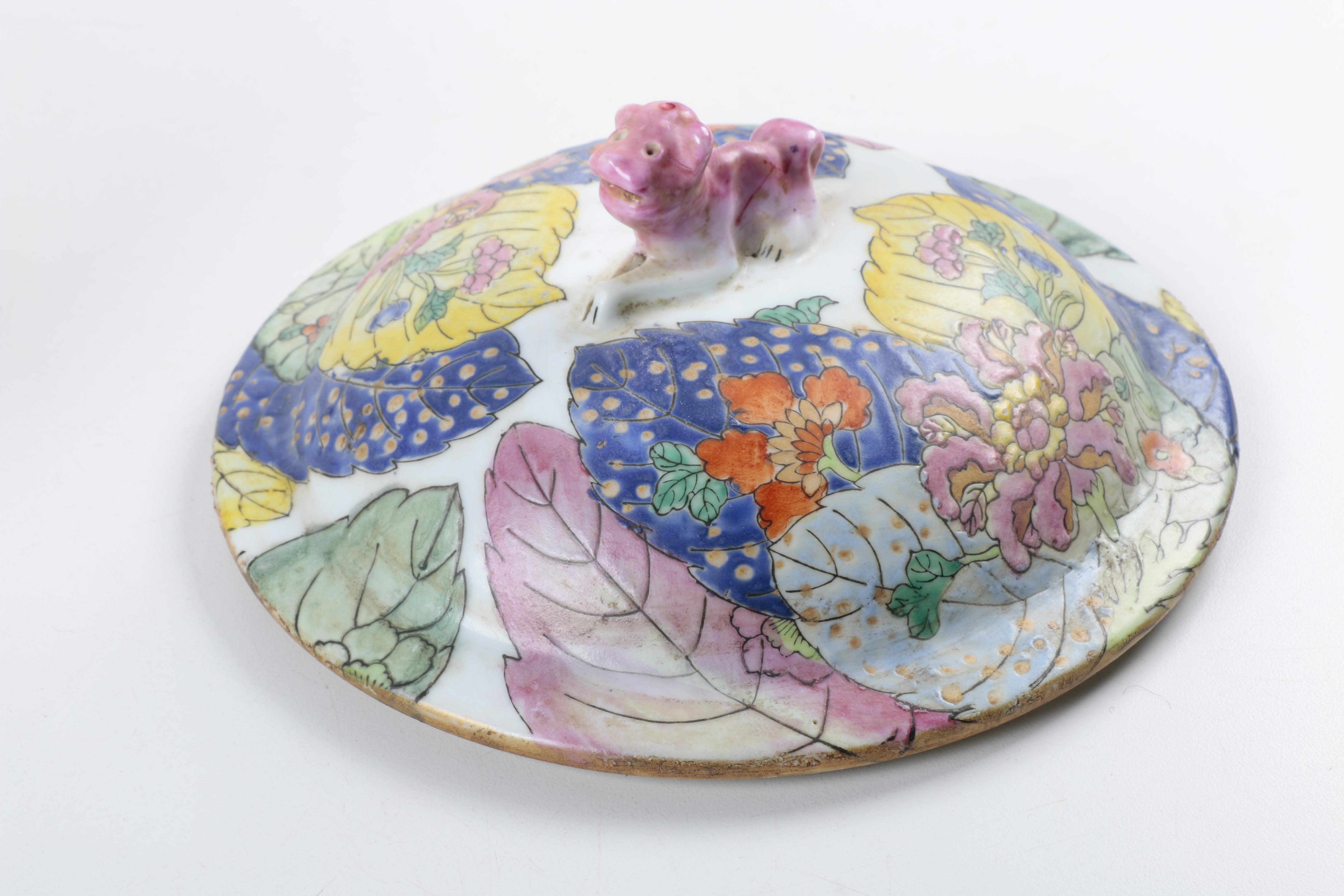 Chinese Tobacco Leaf Ceramic Jar