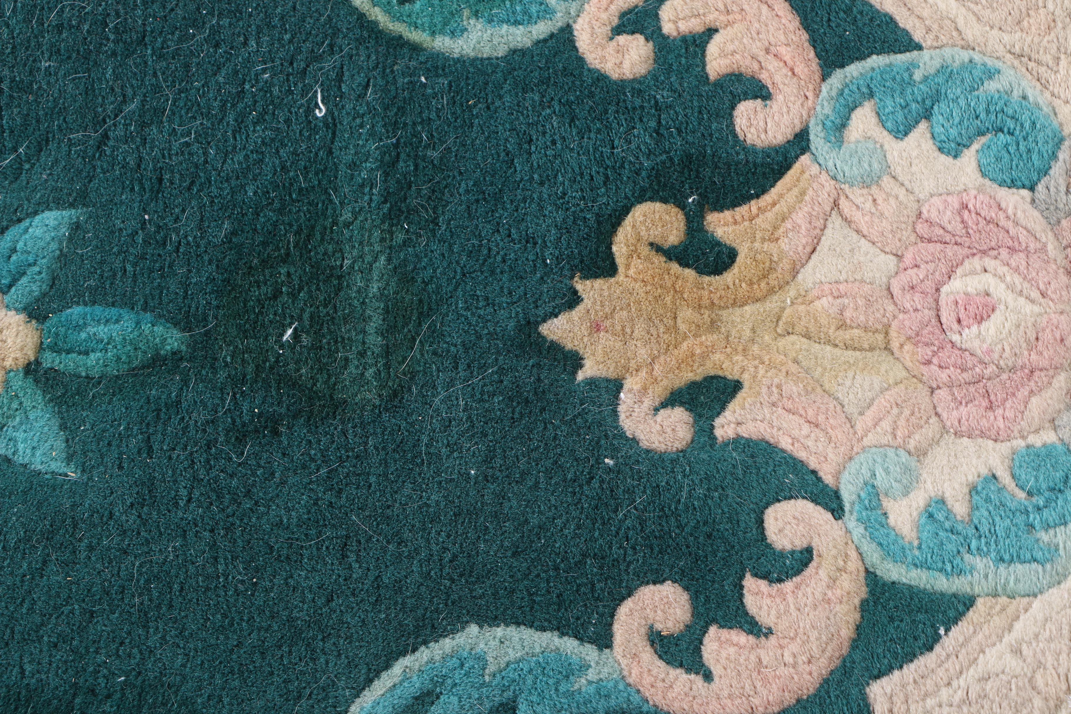 Hand-Knotted Carved Chinese Wool Area Rug