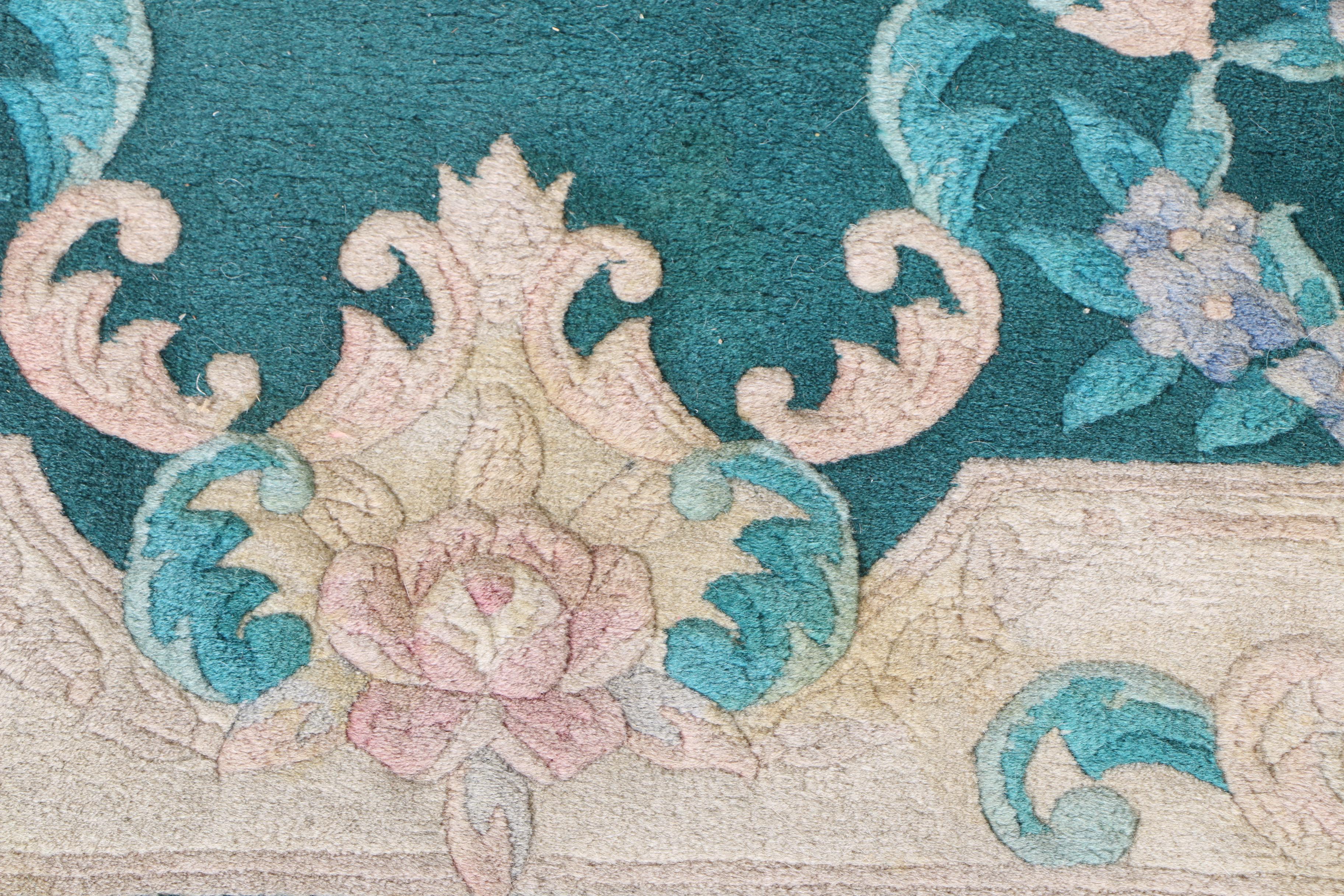 Hand-Knotted Carved Chinese Wool Area Rug