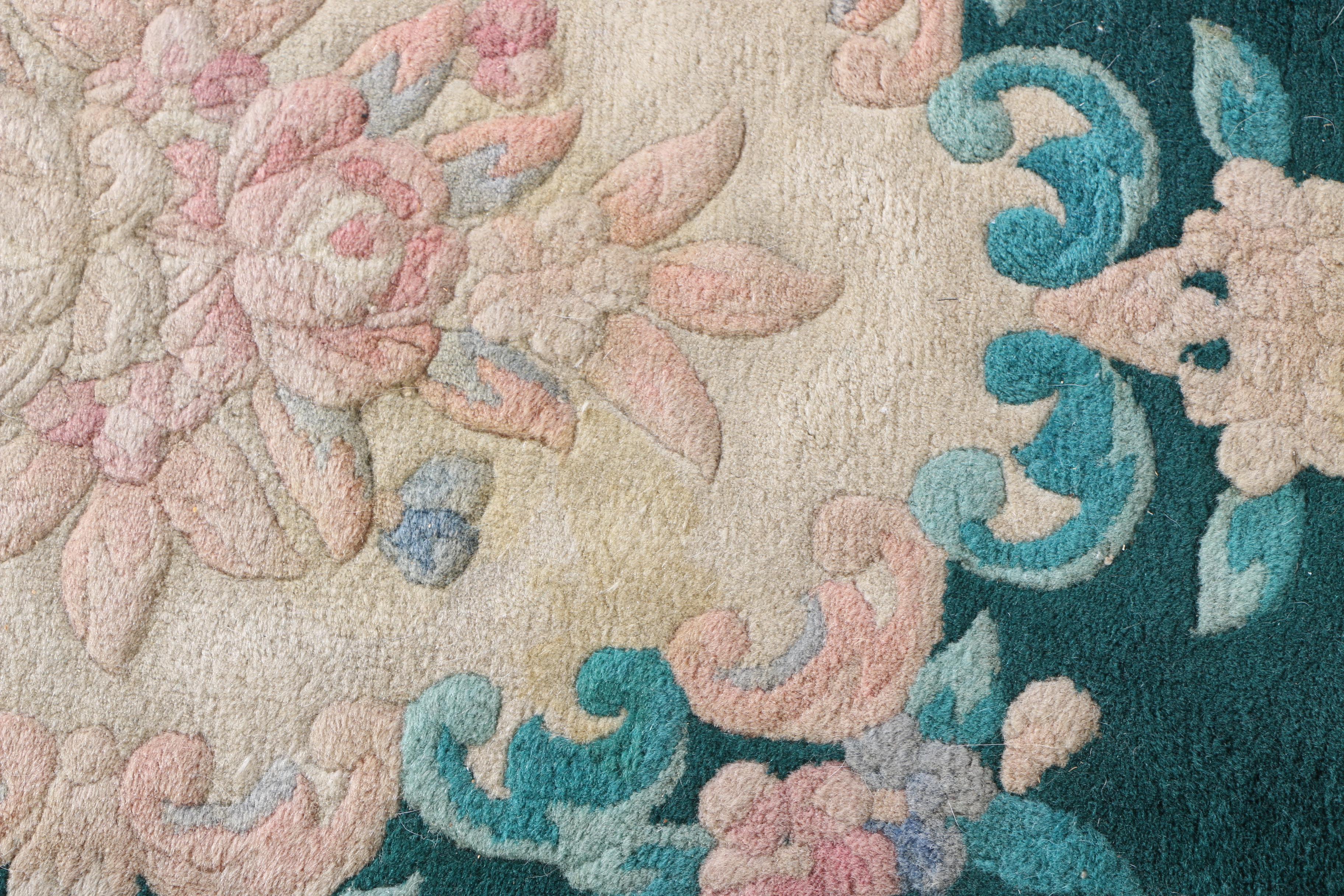 Hand-Knotted Carved Chinese Wool Area Rug