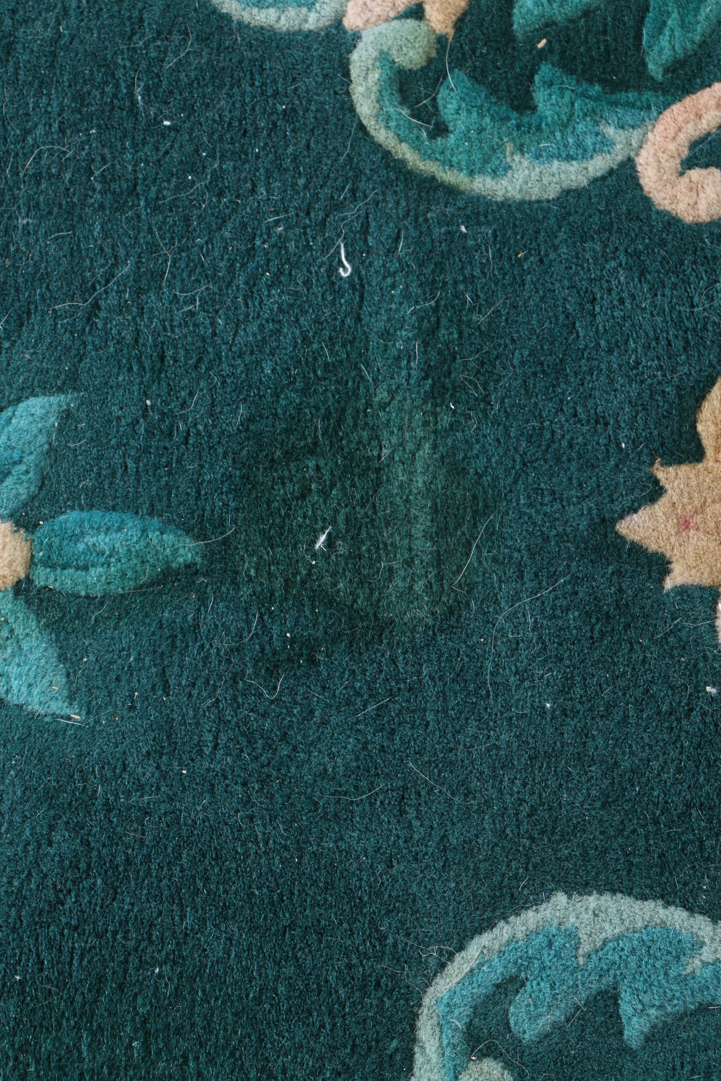 Hand-Knotted Carved Chinese Wool Area Rug