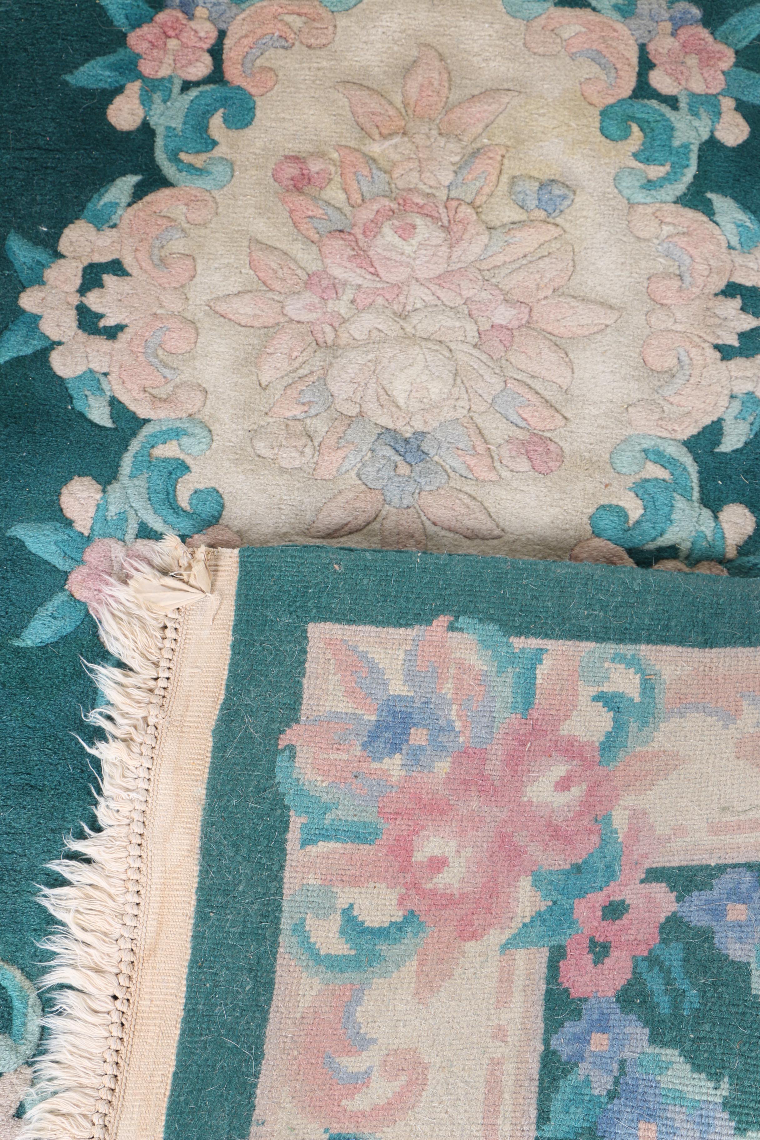 Hand-Knotted Carved Chinese Wool Area Rug