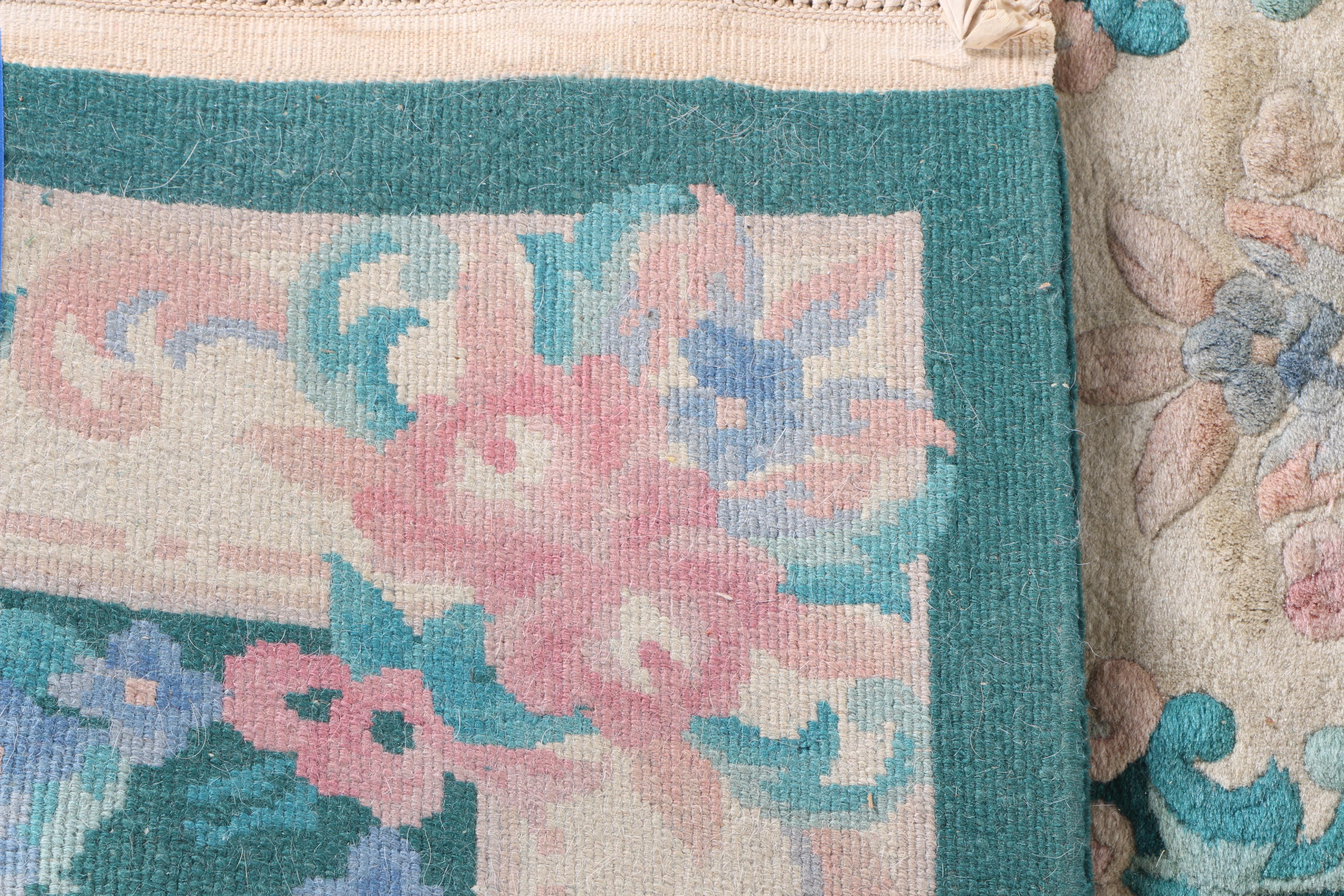 Hand-Knotted Carved Chinese Wool Area Rug