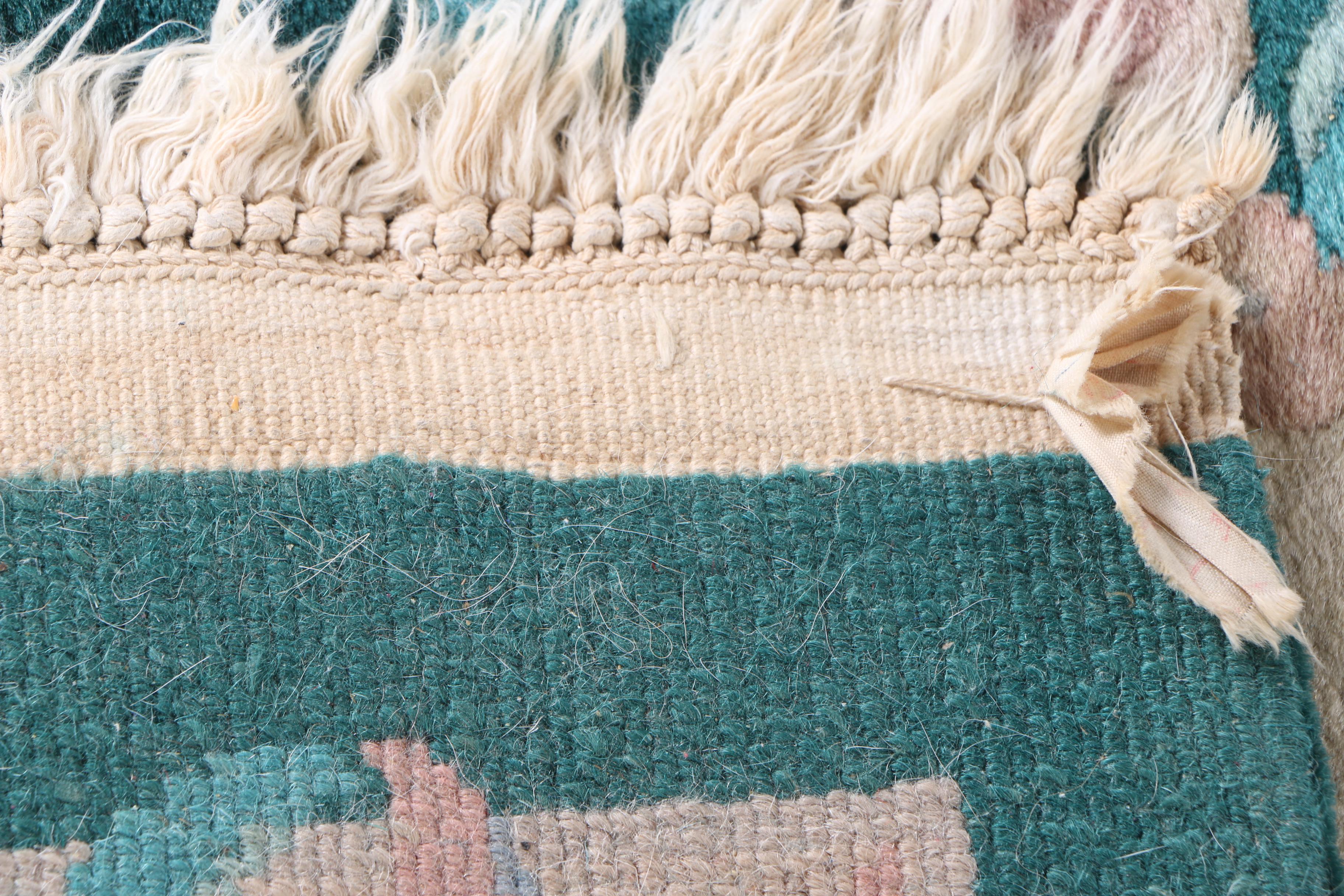 Hand-Knotted Carved Chinese Wool Area Rug