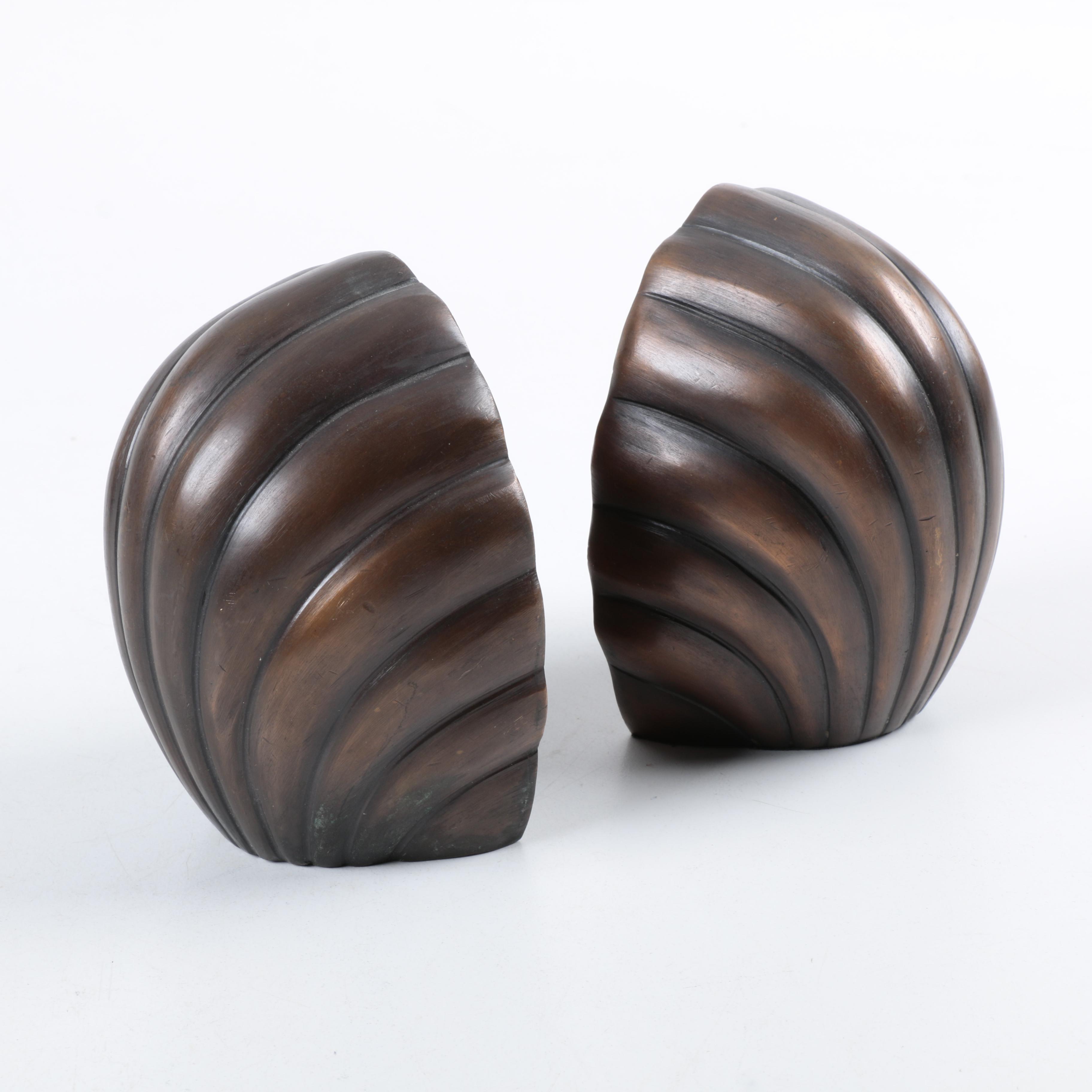 Brass Seashell Book Ends