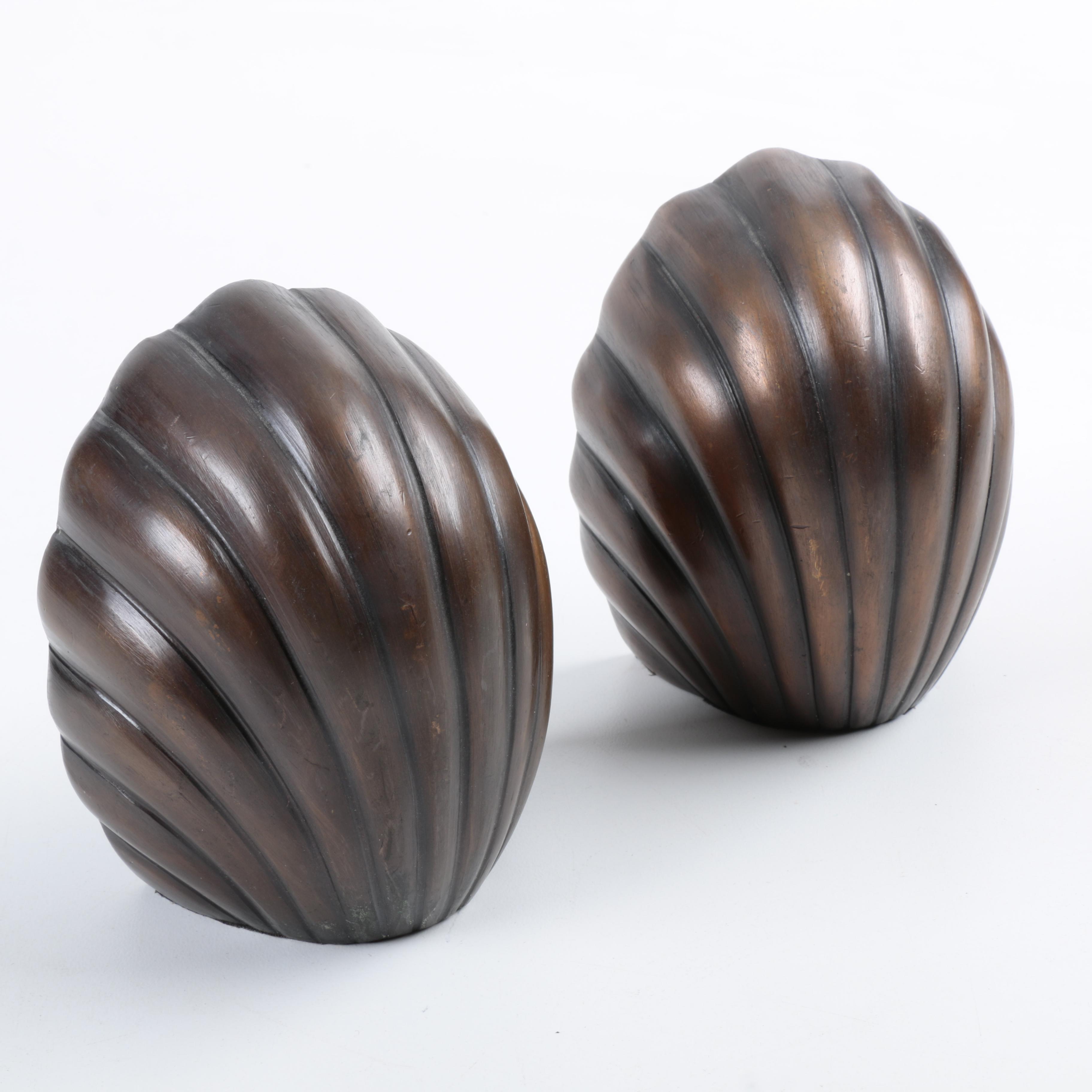 Brass Seashell Book Ends