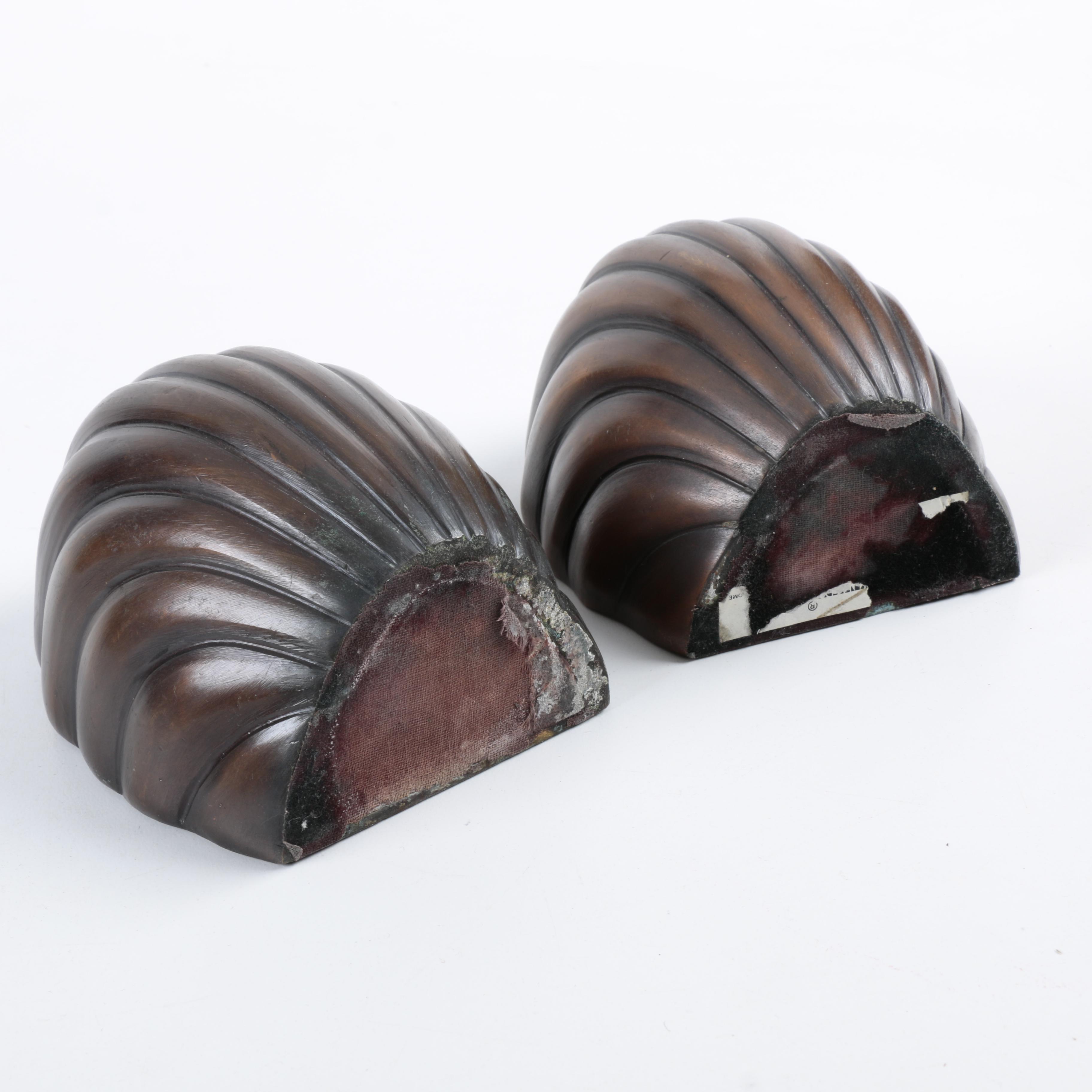 Brass Seashell Book Ends