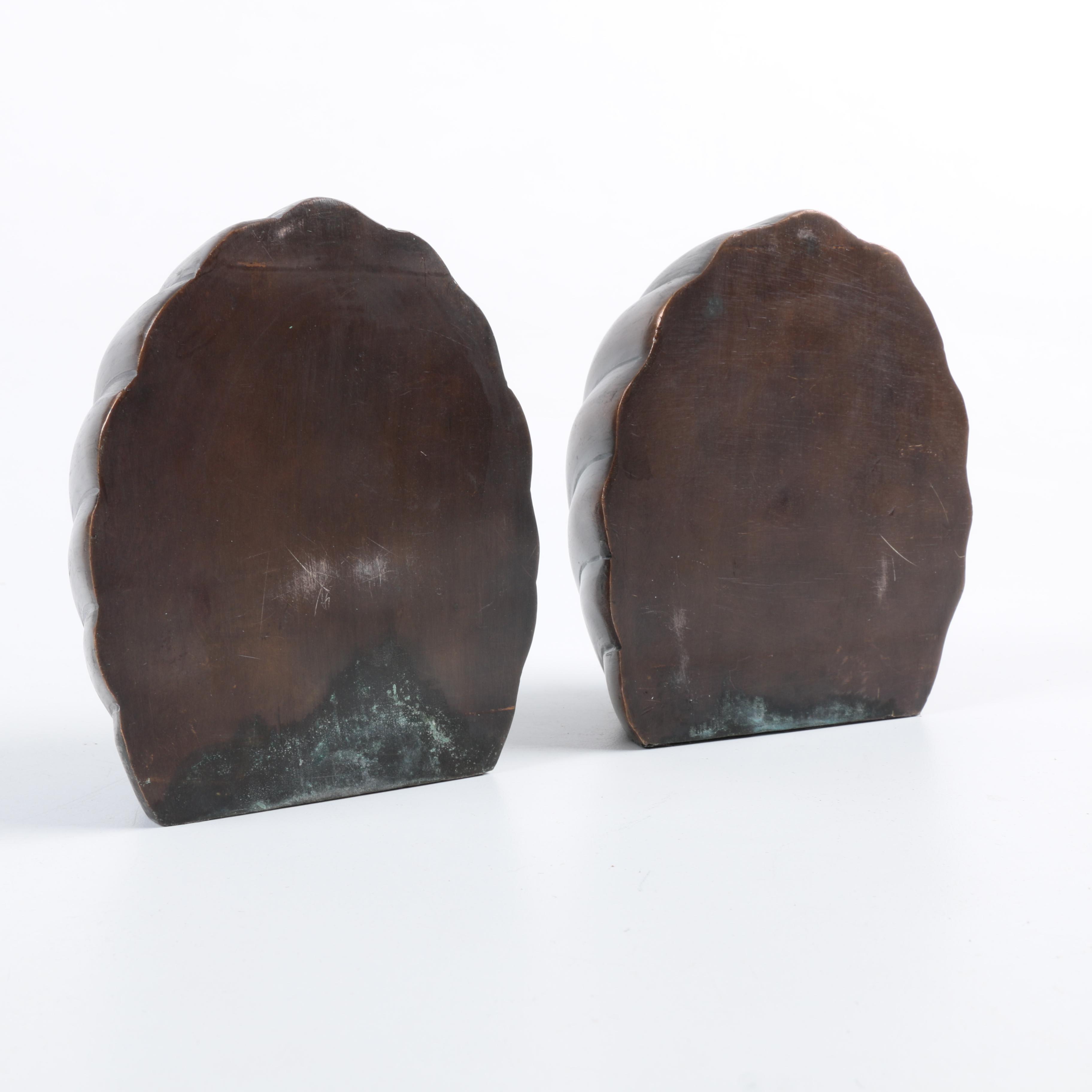 Brass Seashell Book Ends