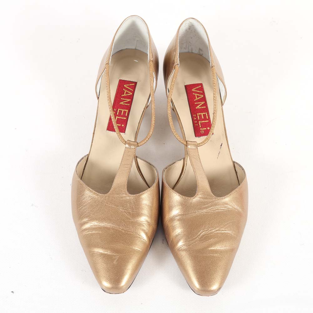 Four Pairs of Women's Leather Shoes including Vaneli and Etienne Aigner