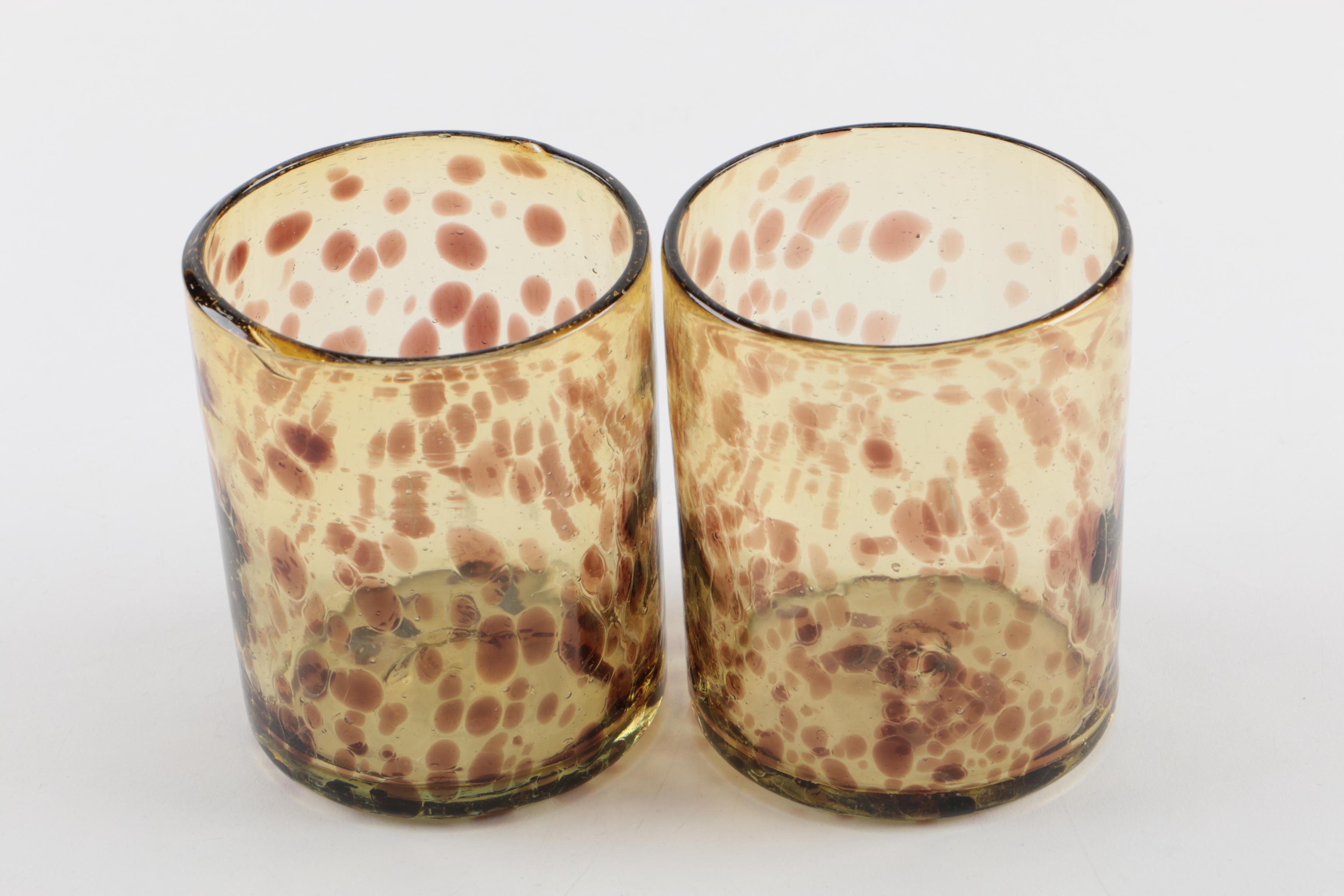 Handblown Art Glass Candle Holder Set