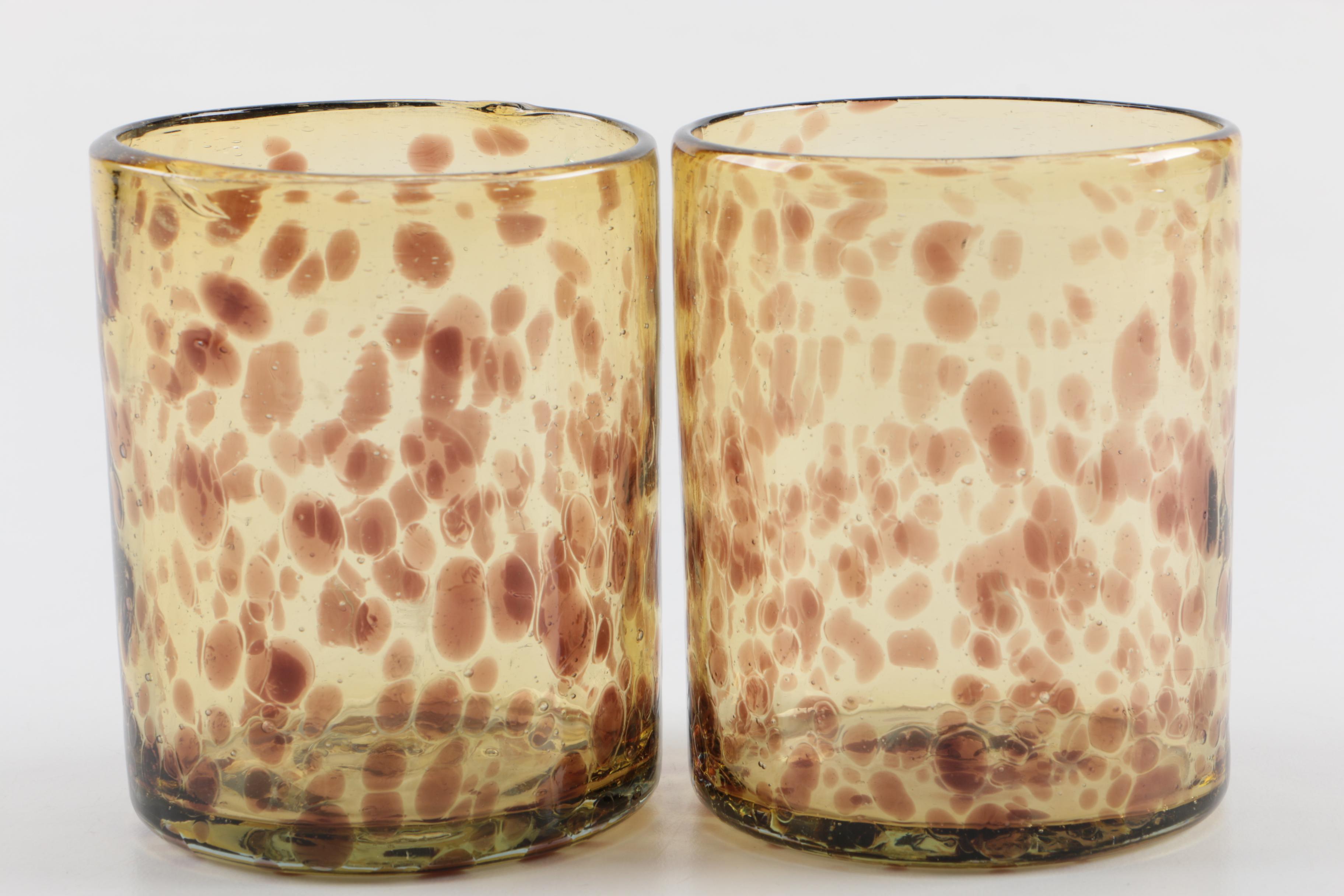 Handblown Art Glass Candle Holder Set