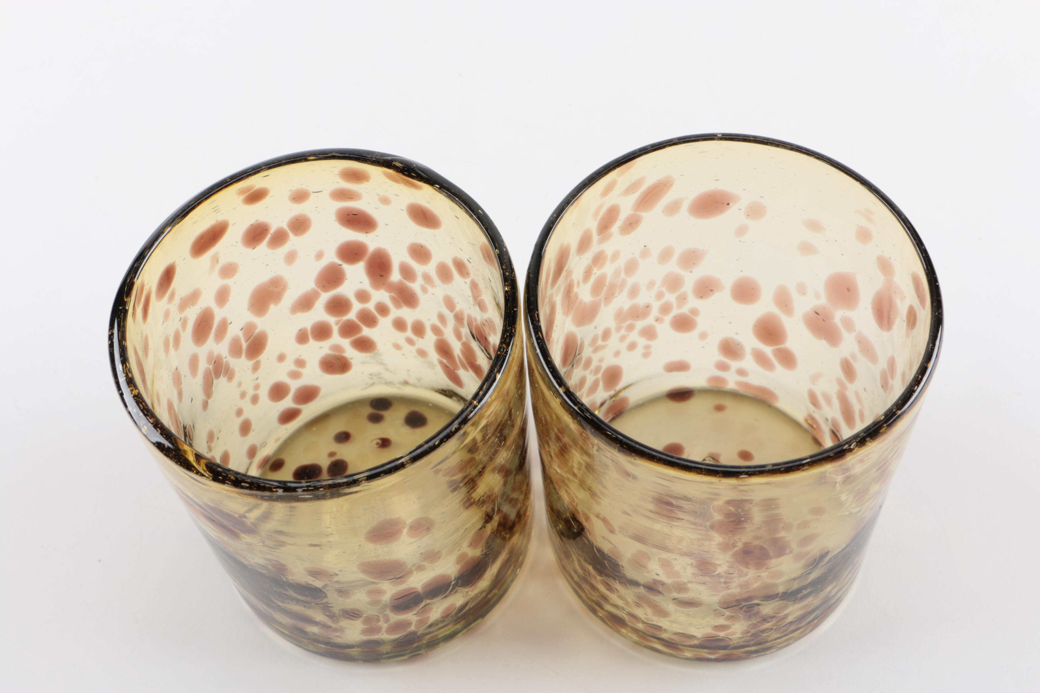 Handblown Art Glass Candle Holder Set