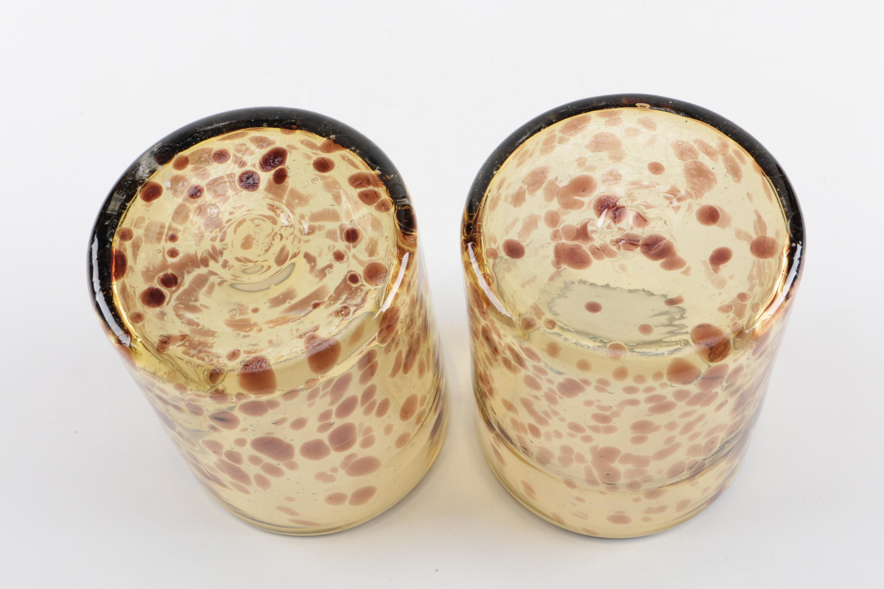 Handblown Art Glass Candle Holder Set