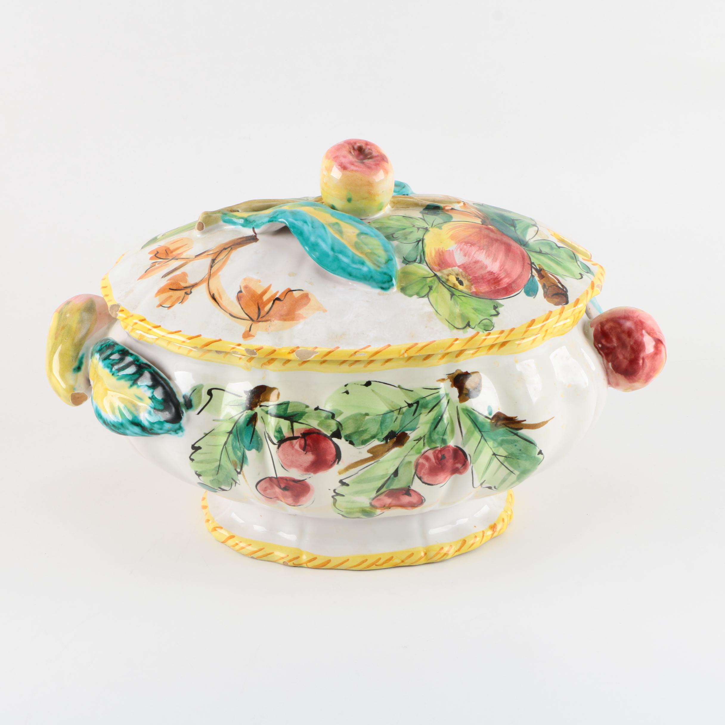 Hand-Painted Italian Ceramic Soup Tureen