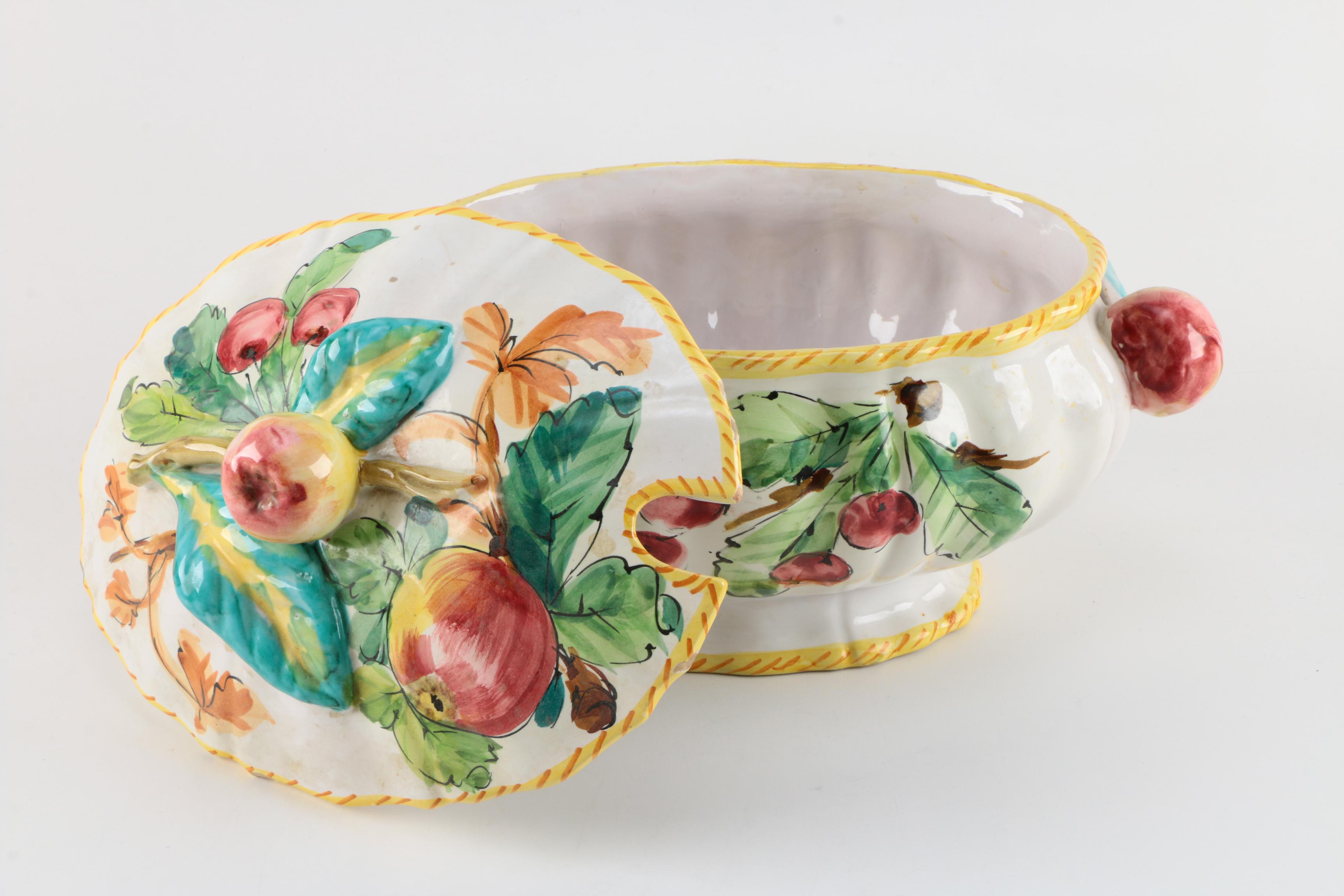 Hand-Painted Italian Ceramic Soup Tureen