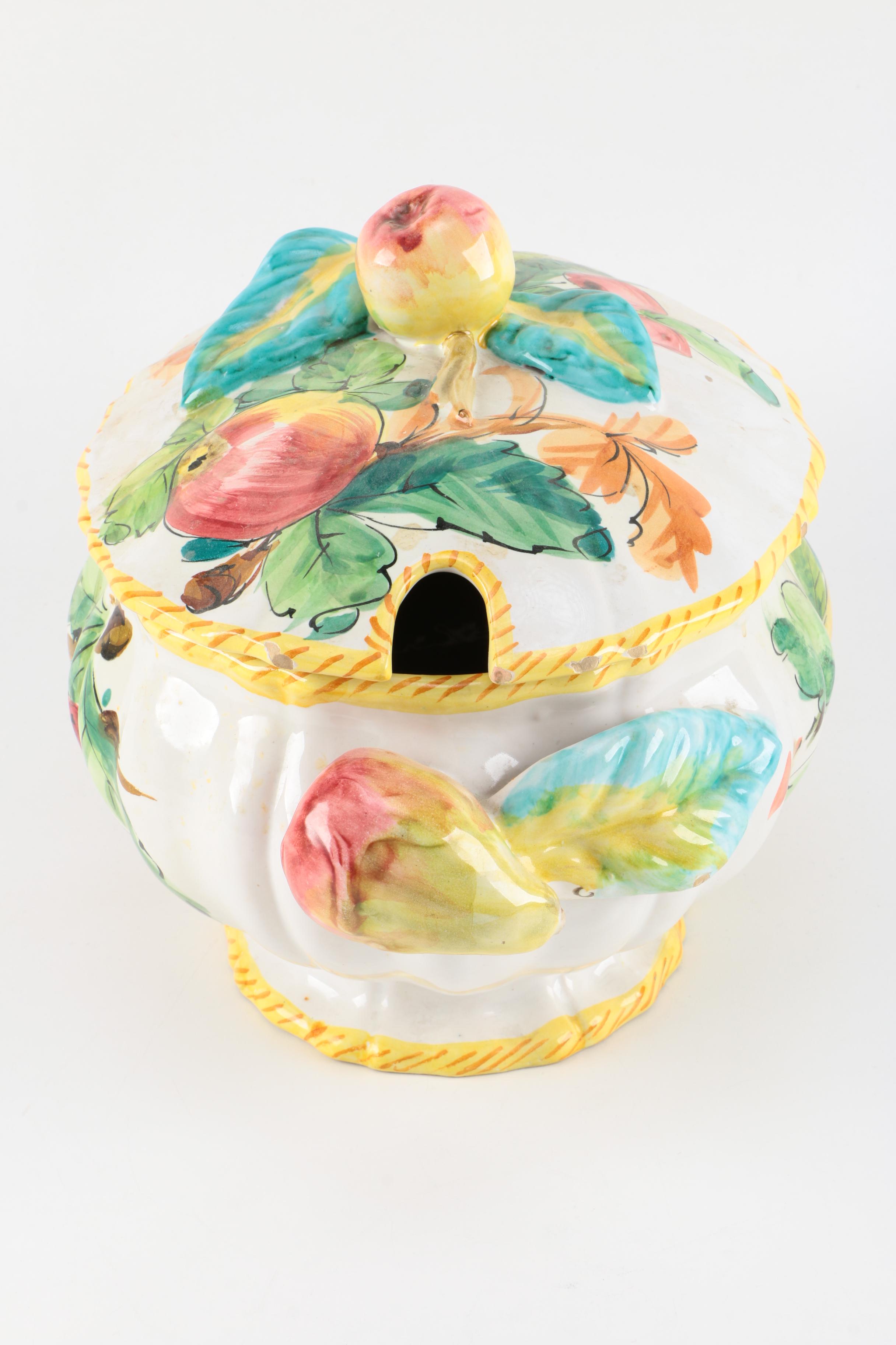 Hand-Painted Italian Ceramic Soup Tureen
