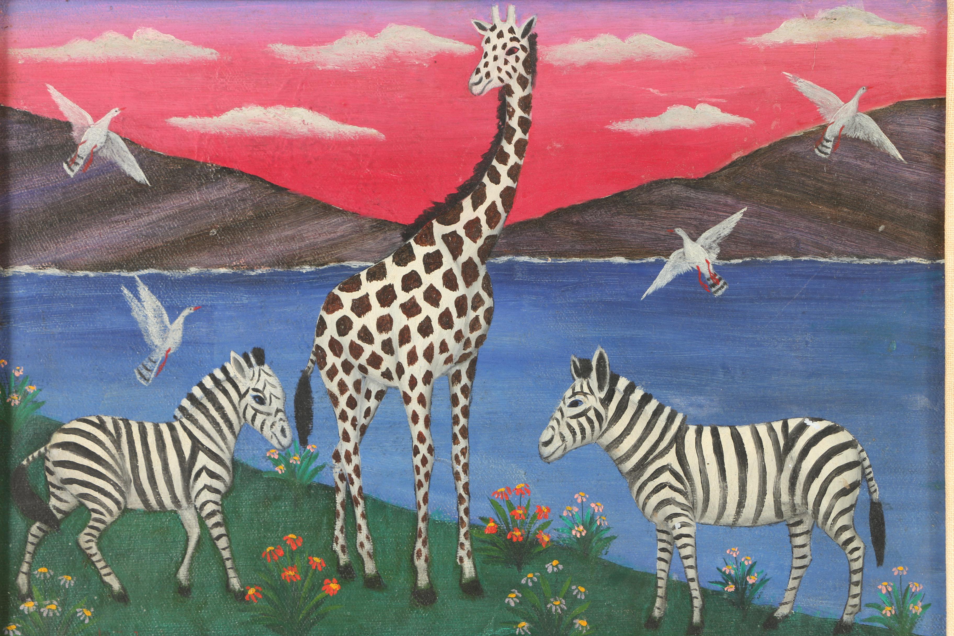 Lawrence Lebduska Oil Painting on Canvas Board of Wildlife