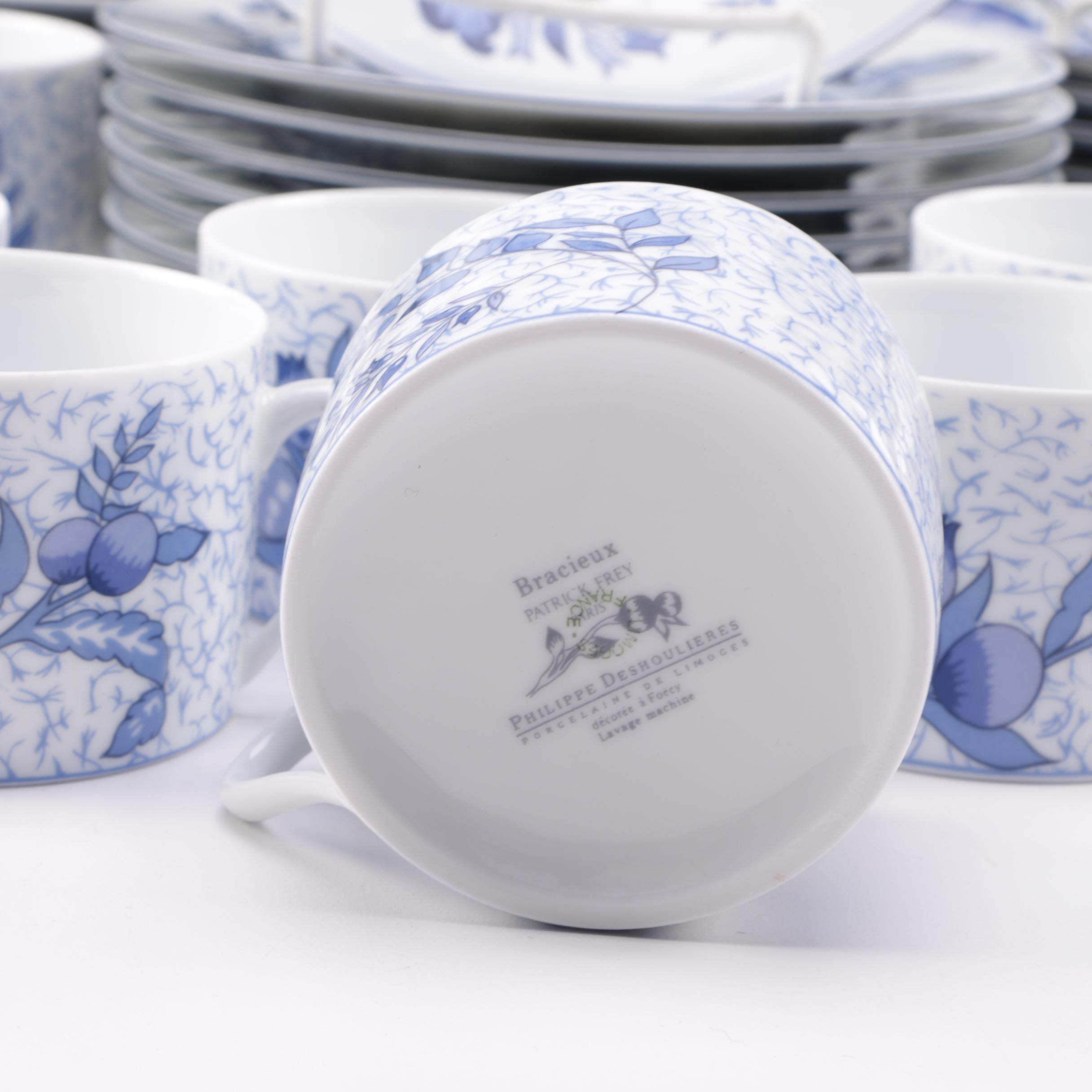 Collection of Floral Themed Ceramic Tableware Including Philippe Deschoulieres