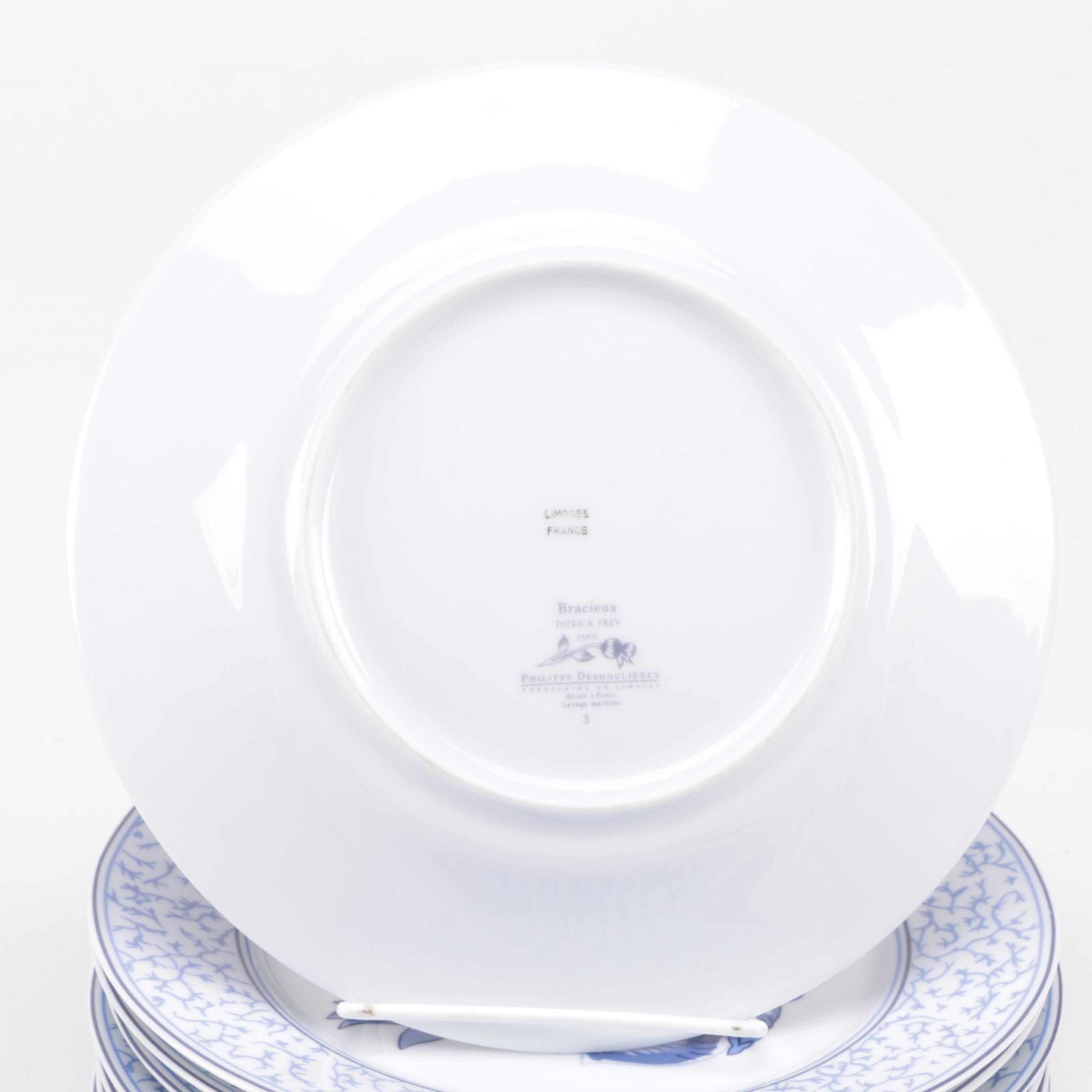 Collection of Floral Themed Ceramic Tableware Including Philippe Deschoulieres