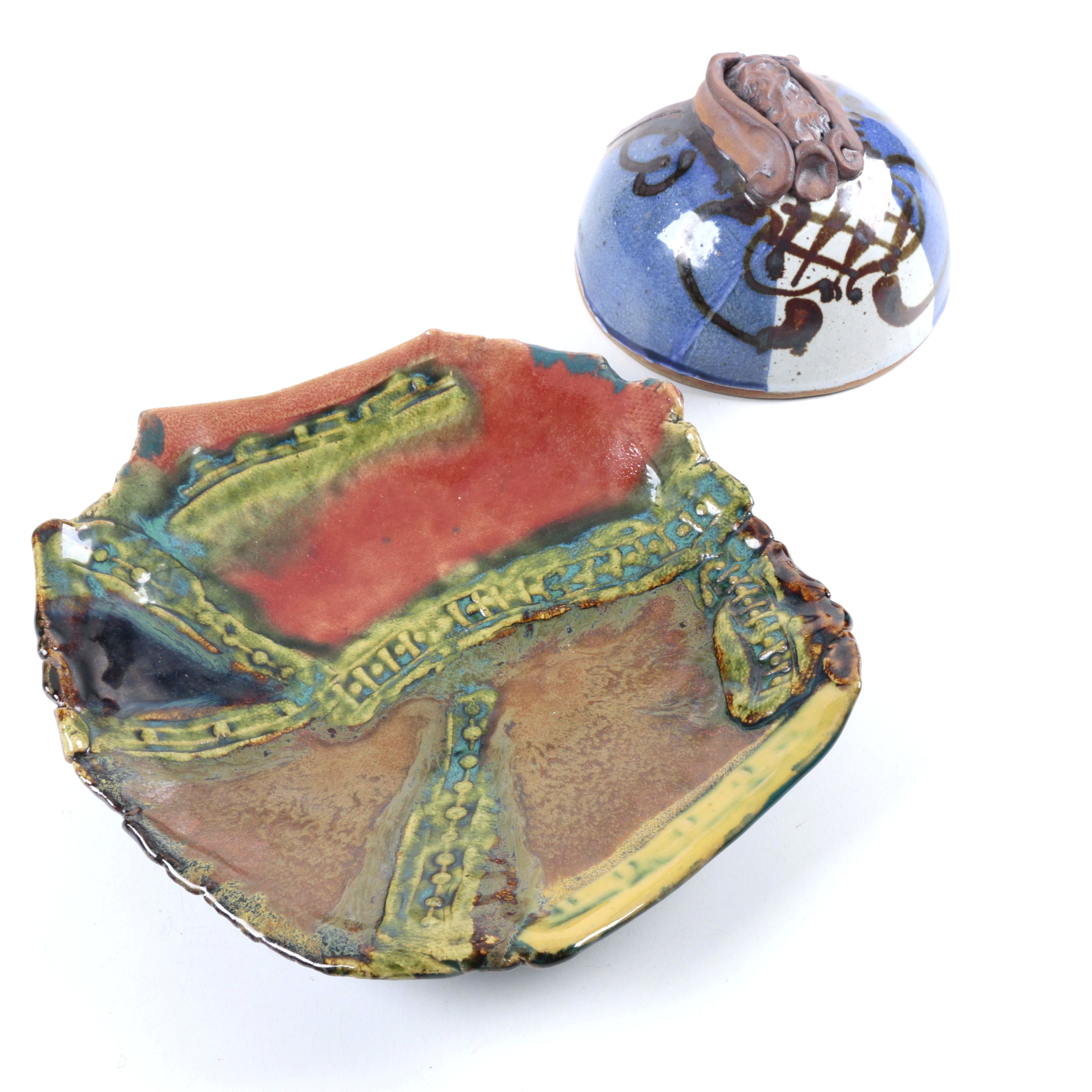 Handbuilt Stoneware Wall Pocket and Dish