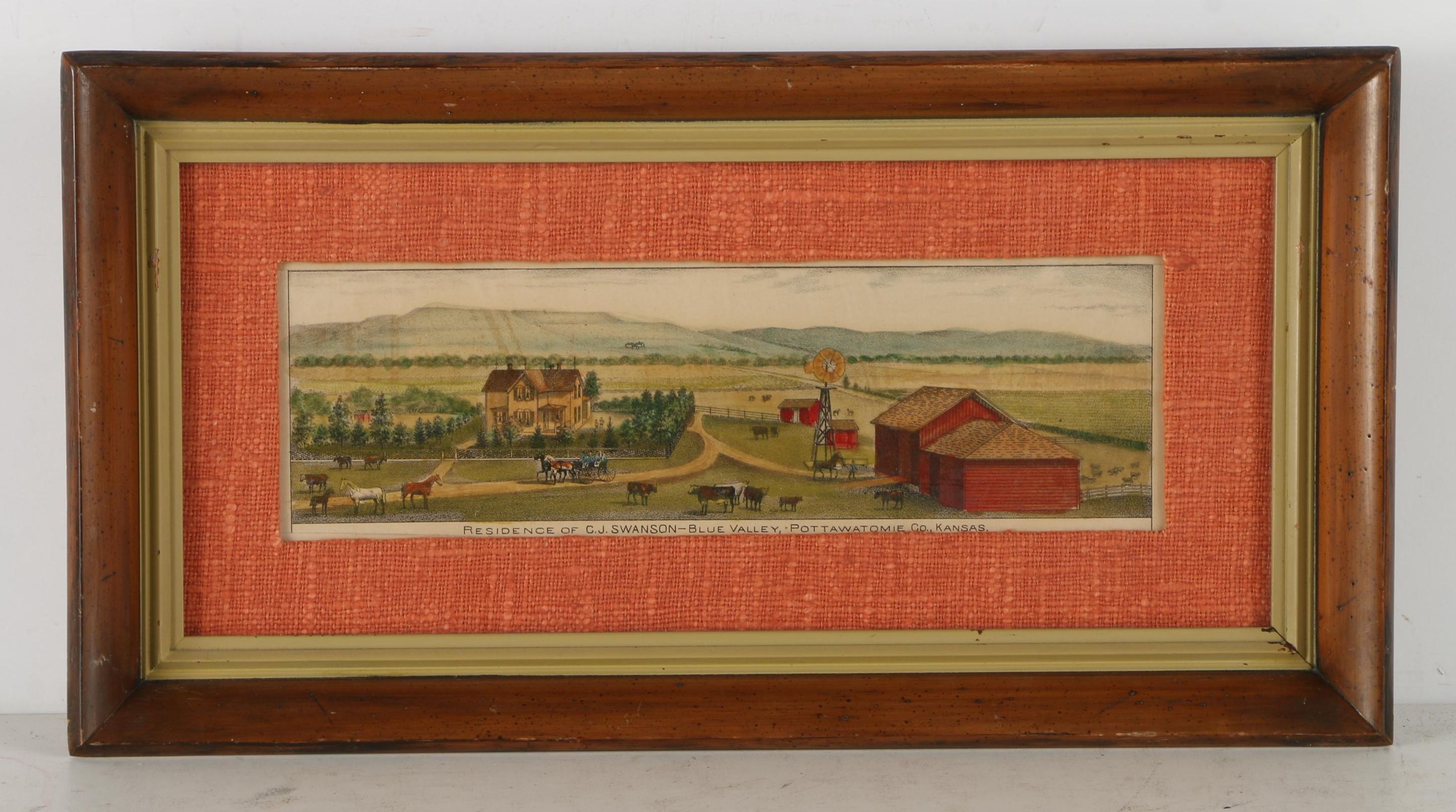 Hand Colored Lithographs on Paper of Kansas Farms
