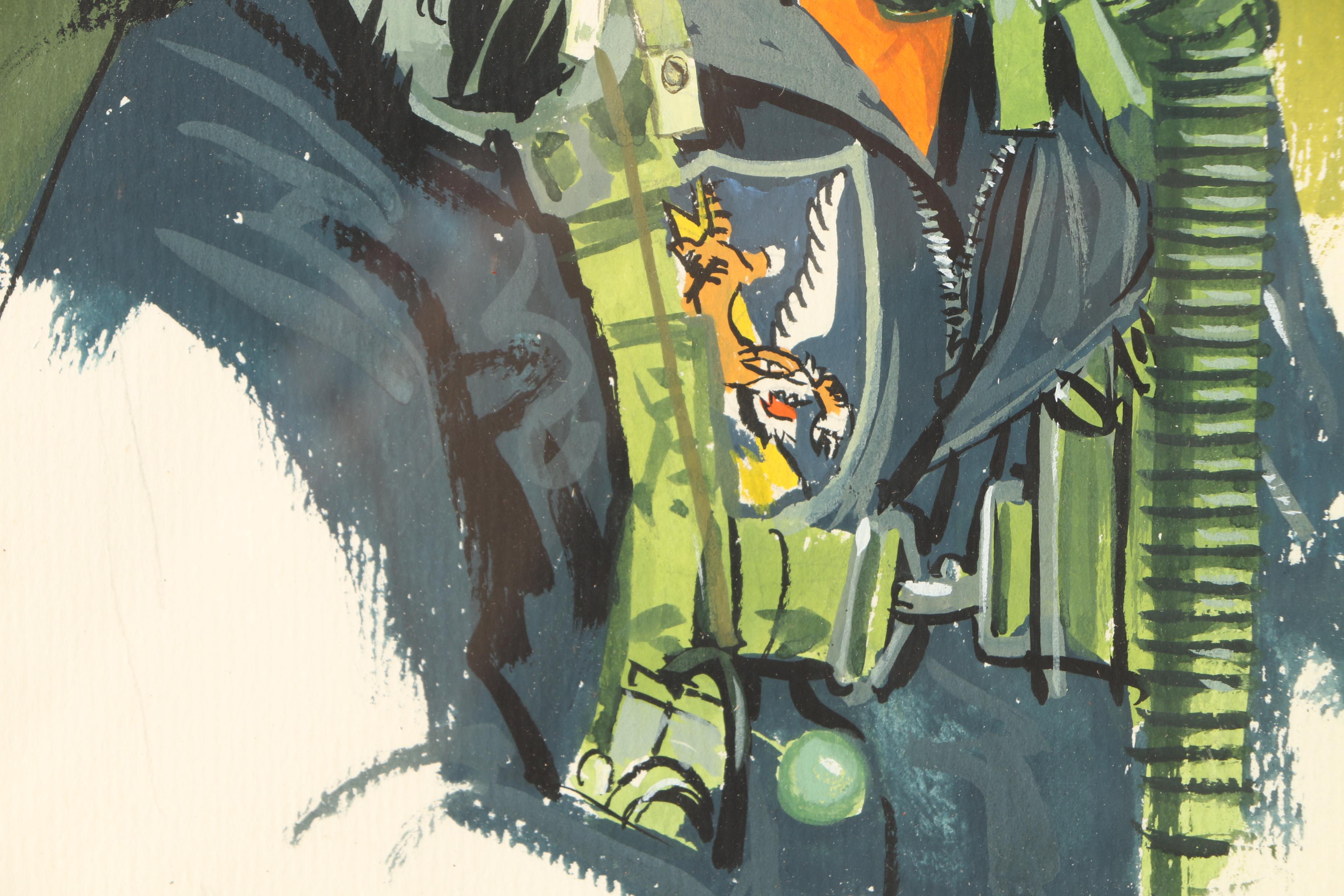 Ken Fagg Gouache Portrait of a U.S. Air Force Pilot with Reference Photos