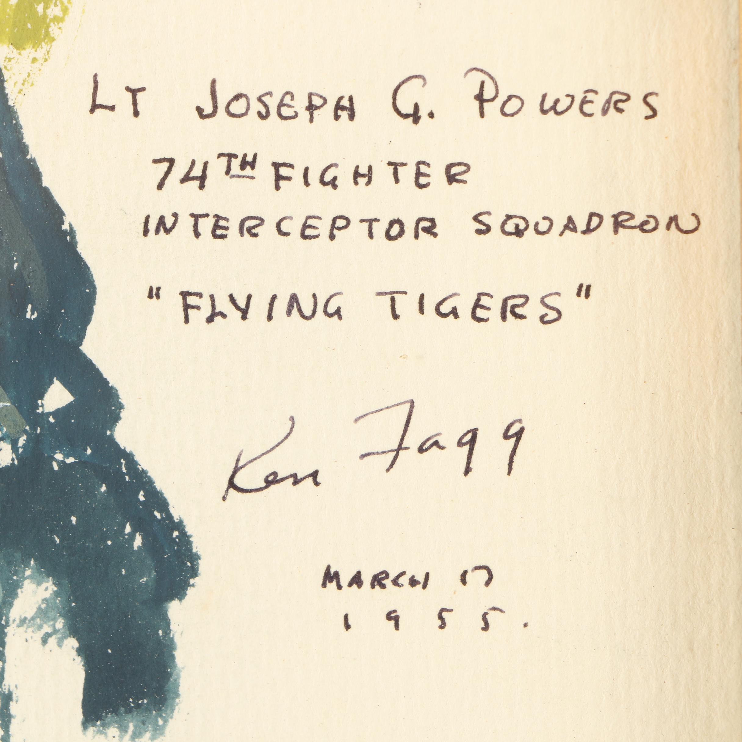 Ken Fagg Gouache Portrait of a U.S. Air Force Pilot with Reference Photos