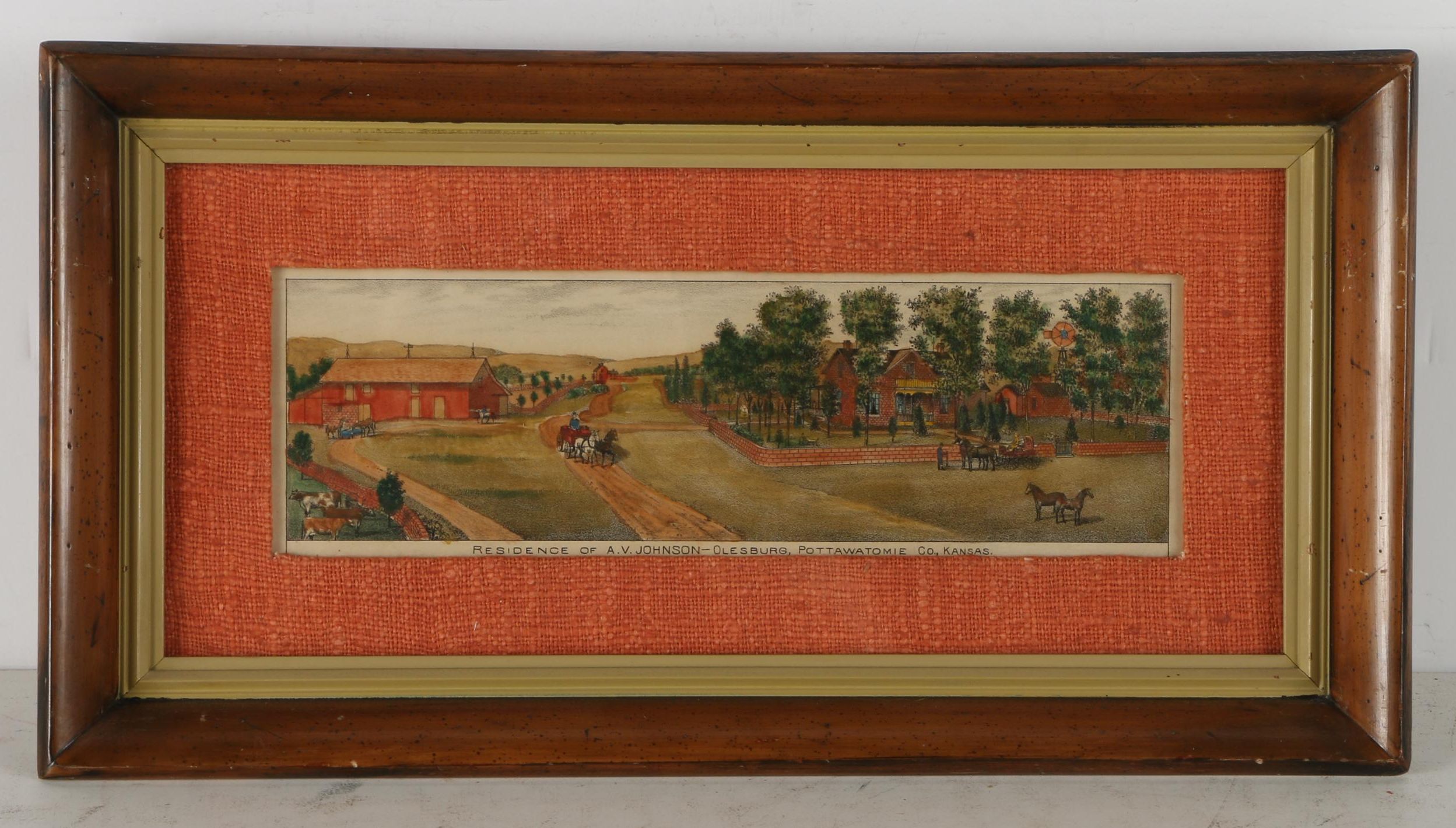 Hand Colored Lithographs on Paper of Kansas Farms