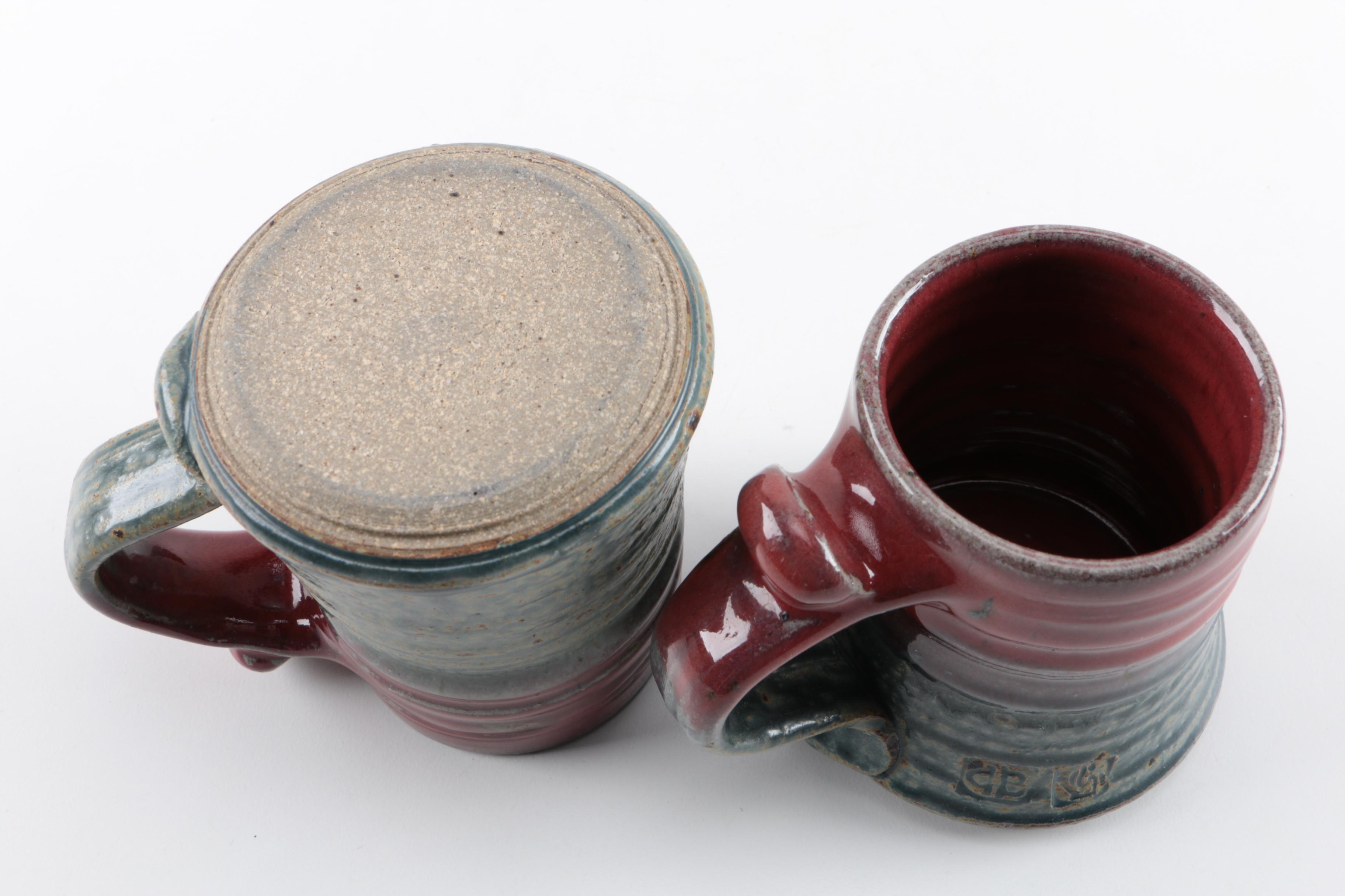 Stoneware Pitcher and Mugs