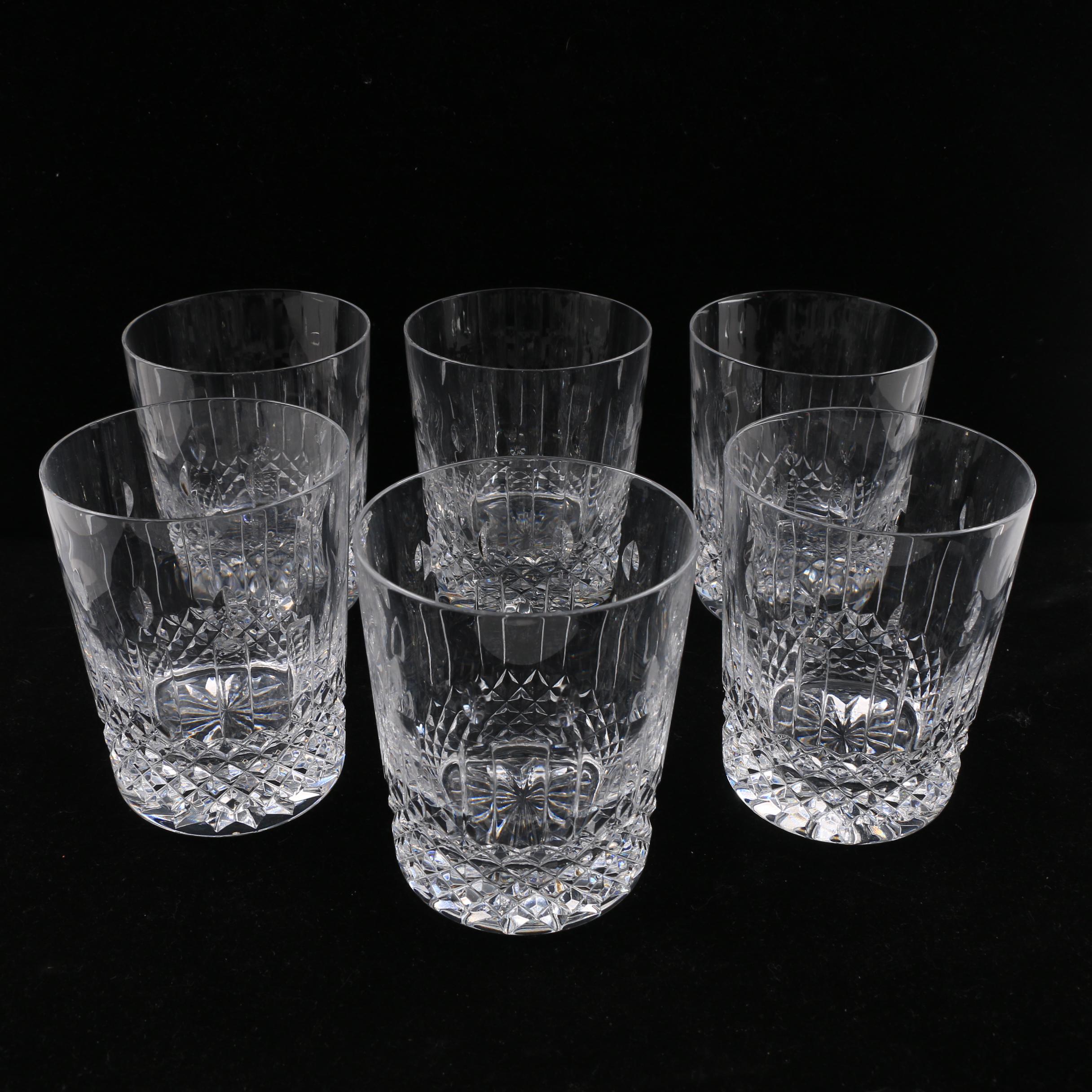 Six Waterford "Happy Birthday" Crystal Double Old Fashioned Tumblers