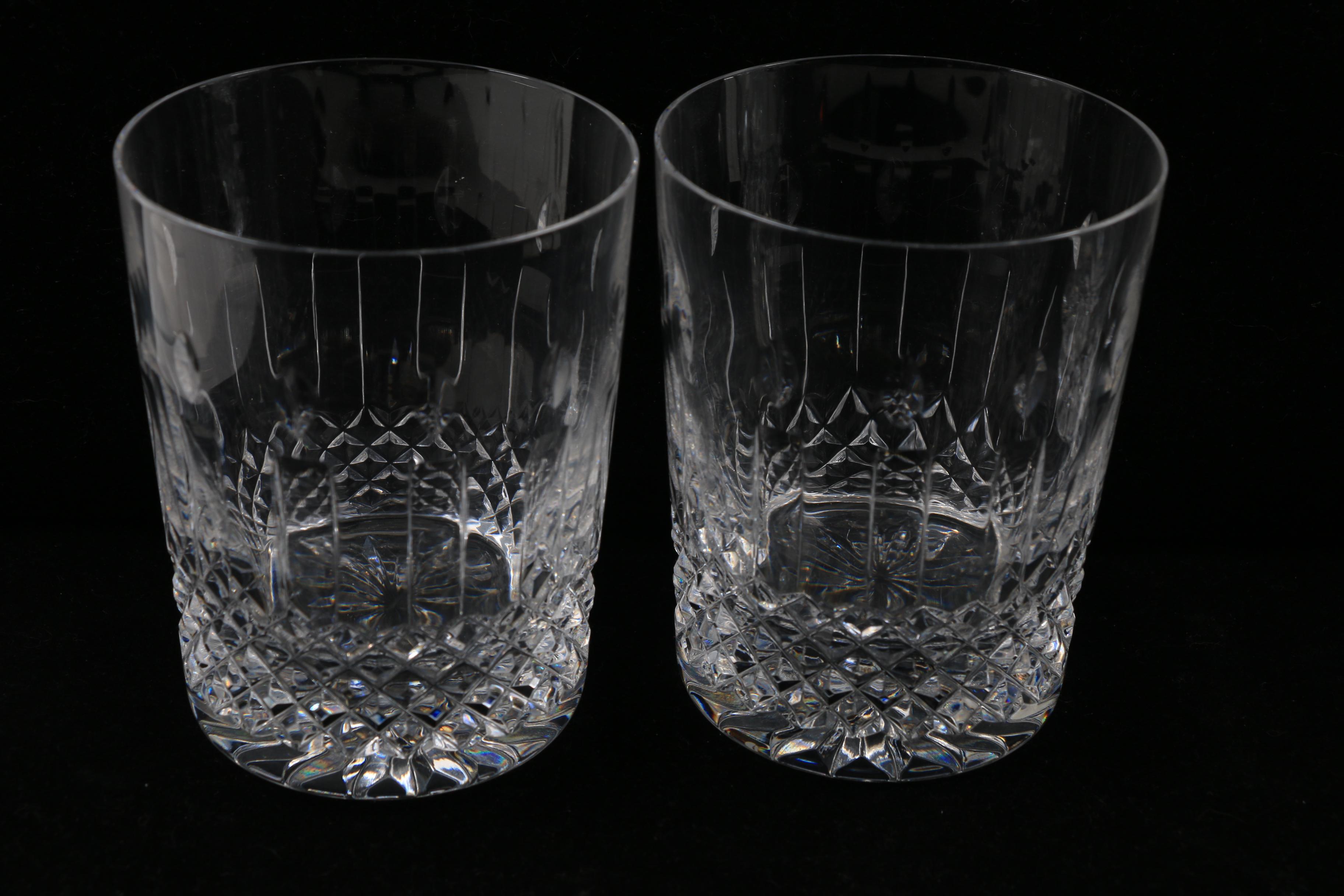 Six Waterford "Happy Birthday" Crystal Double Old Fashioned Tumblers
