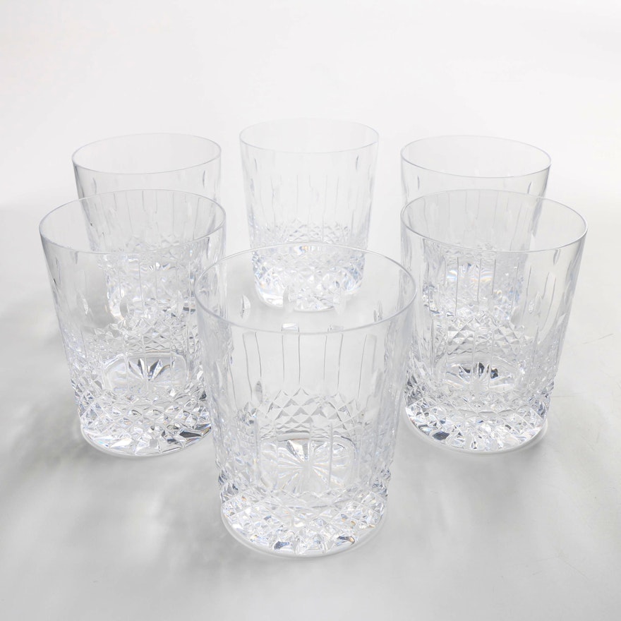 Six Waterford "Happy Birthday" Crystal Double Old Fashioned Tumblers