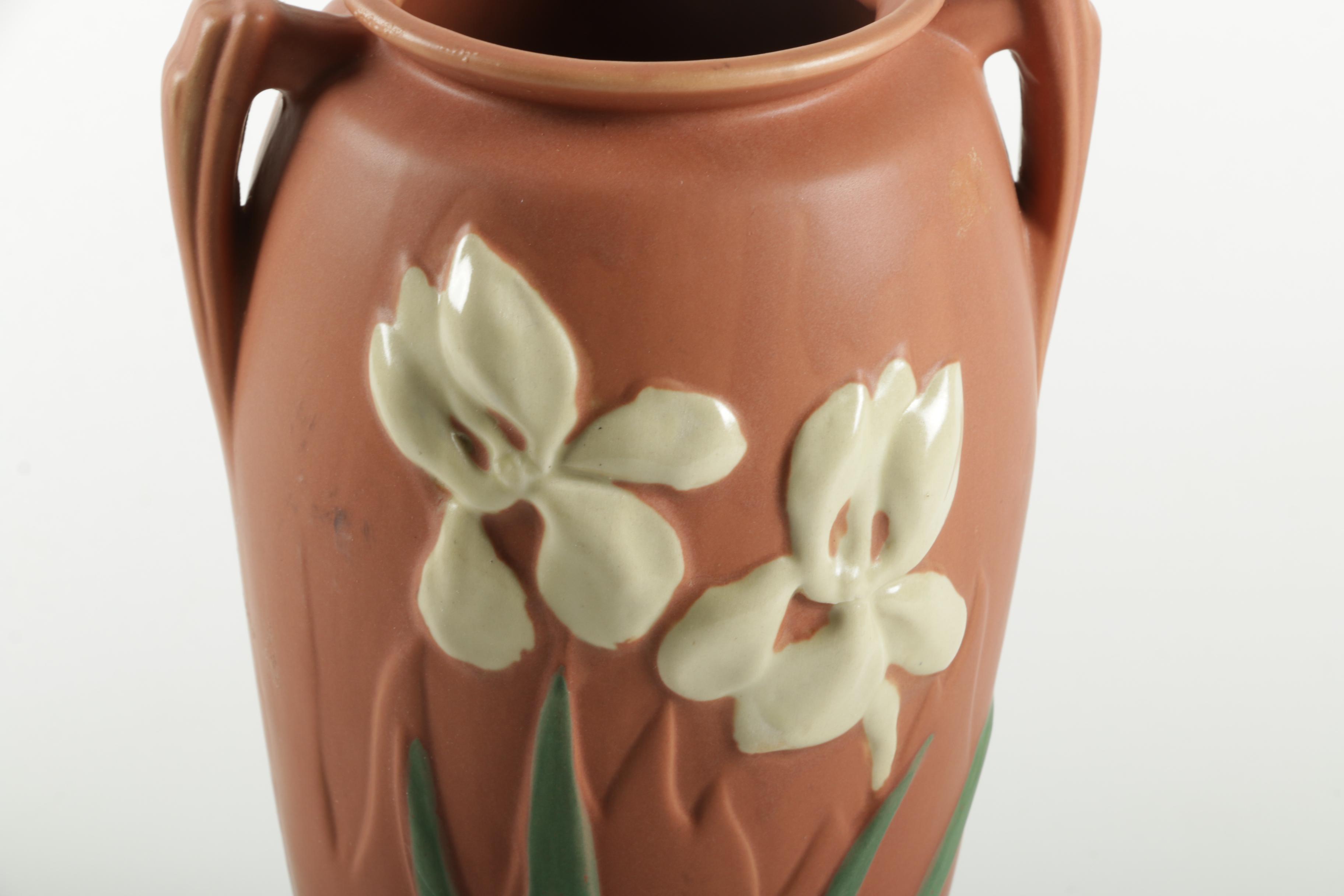 Reproduction Chinese Roseville "Iris" Vase