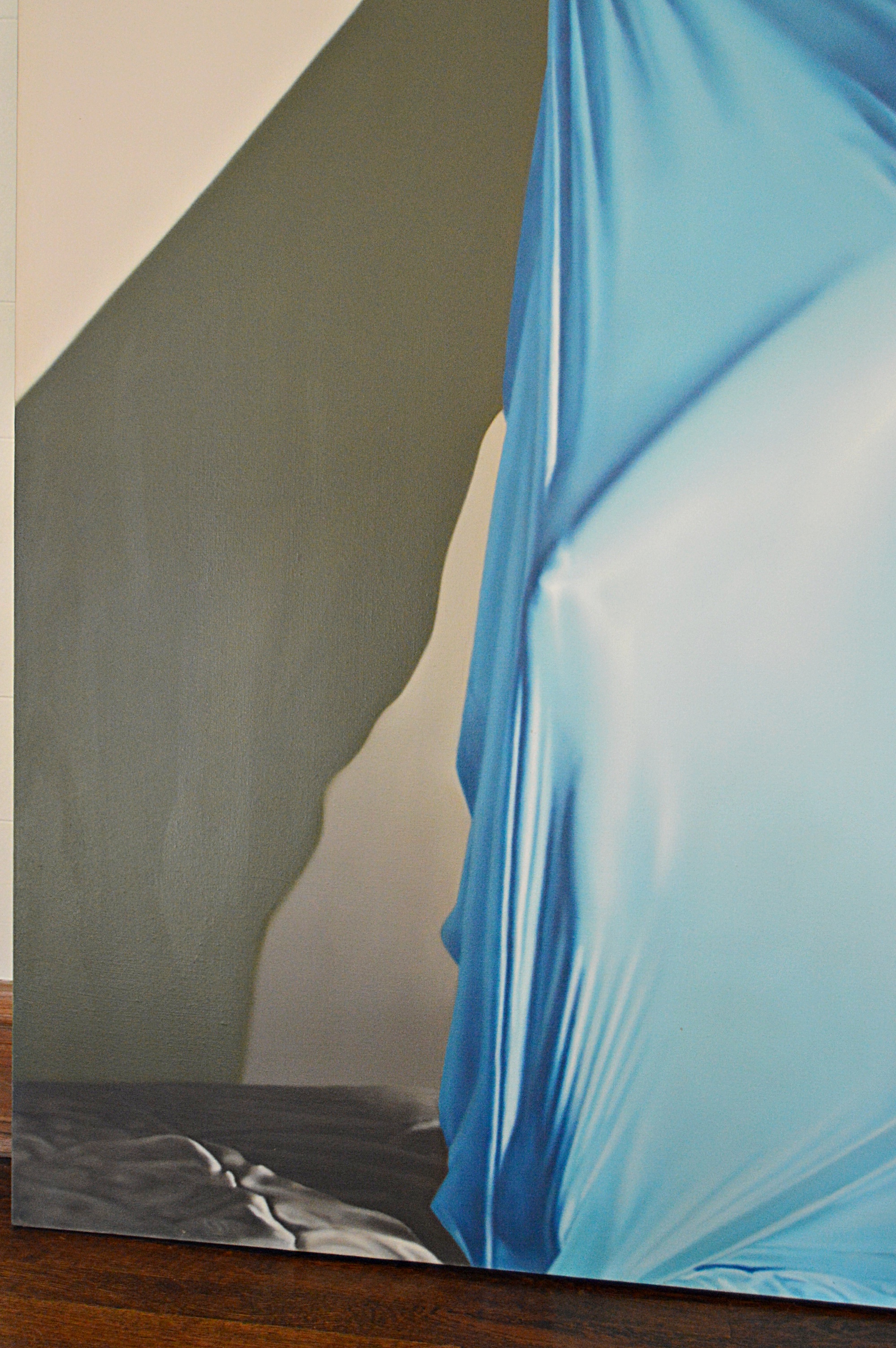 John P. Stewart Airbrush Acrylic on Canvas Titled "Satin Blue-Standing"