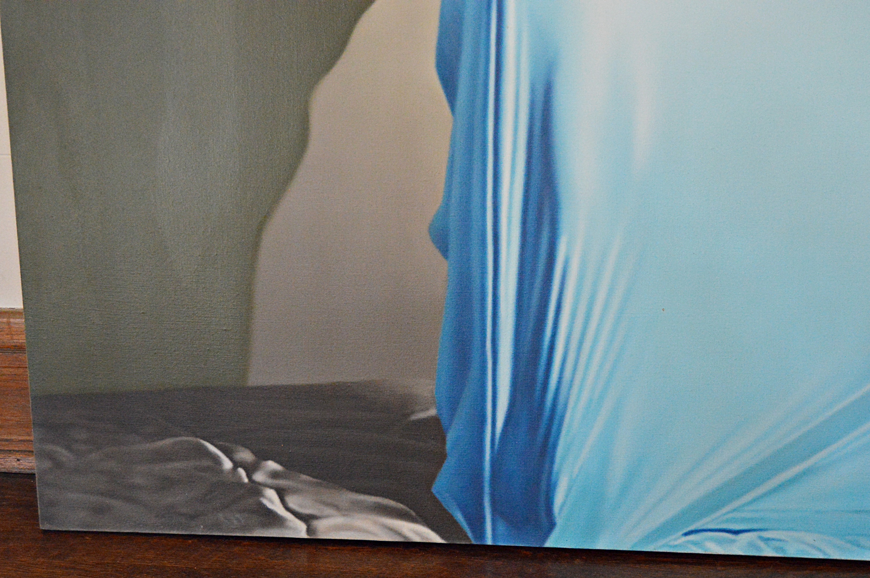 John P. Stewart Airbrush Acrylic on Canvas Titled "Satin Blue-Standing"