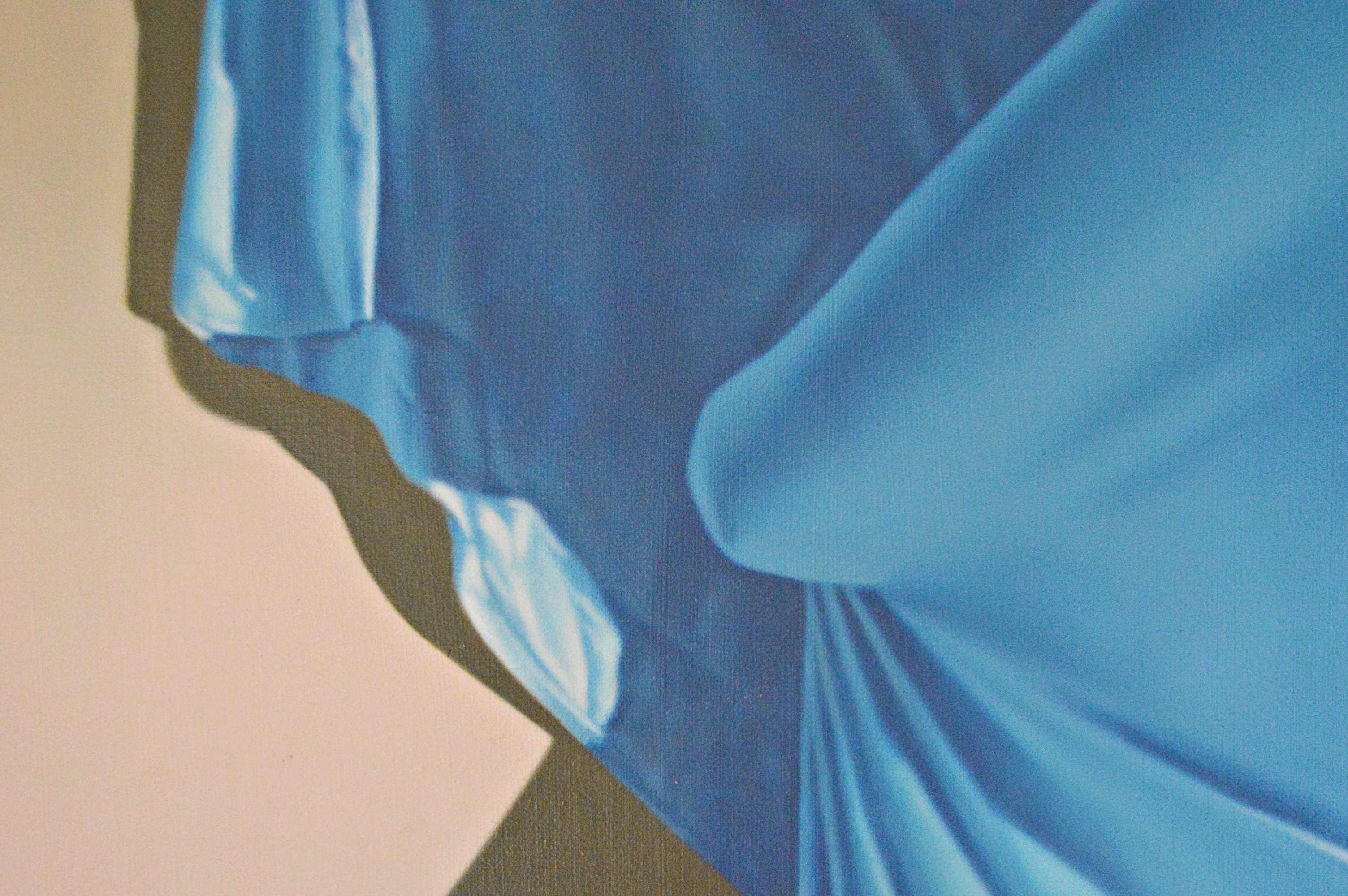 John P. Stewart Airbrush Acrylic on Canvas Titled "Satin Blue-Standing"
