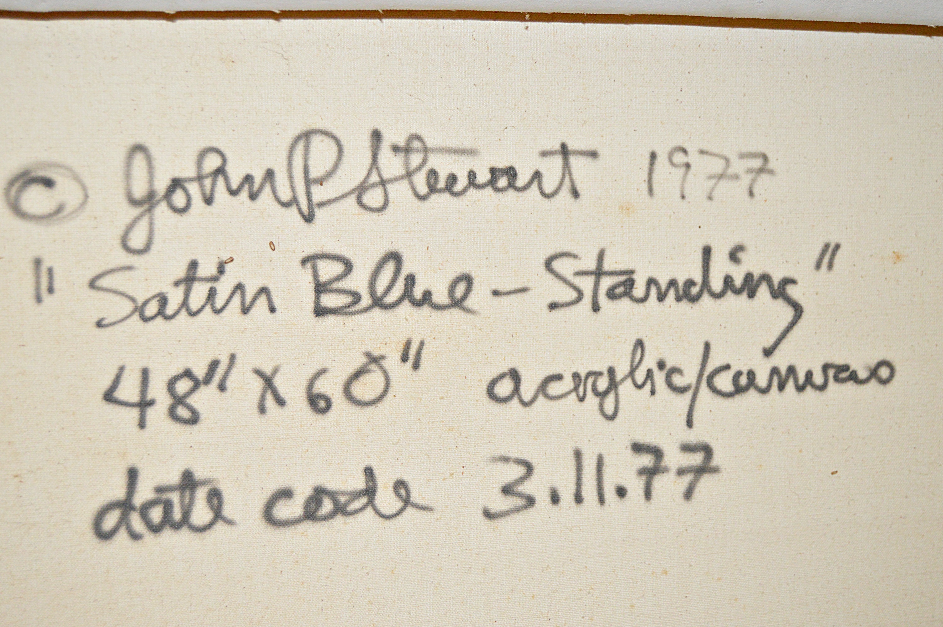 John P. Stewart Airbrush Acrylic on Canvas Titled "Satin Blue-Standing"