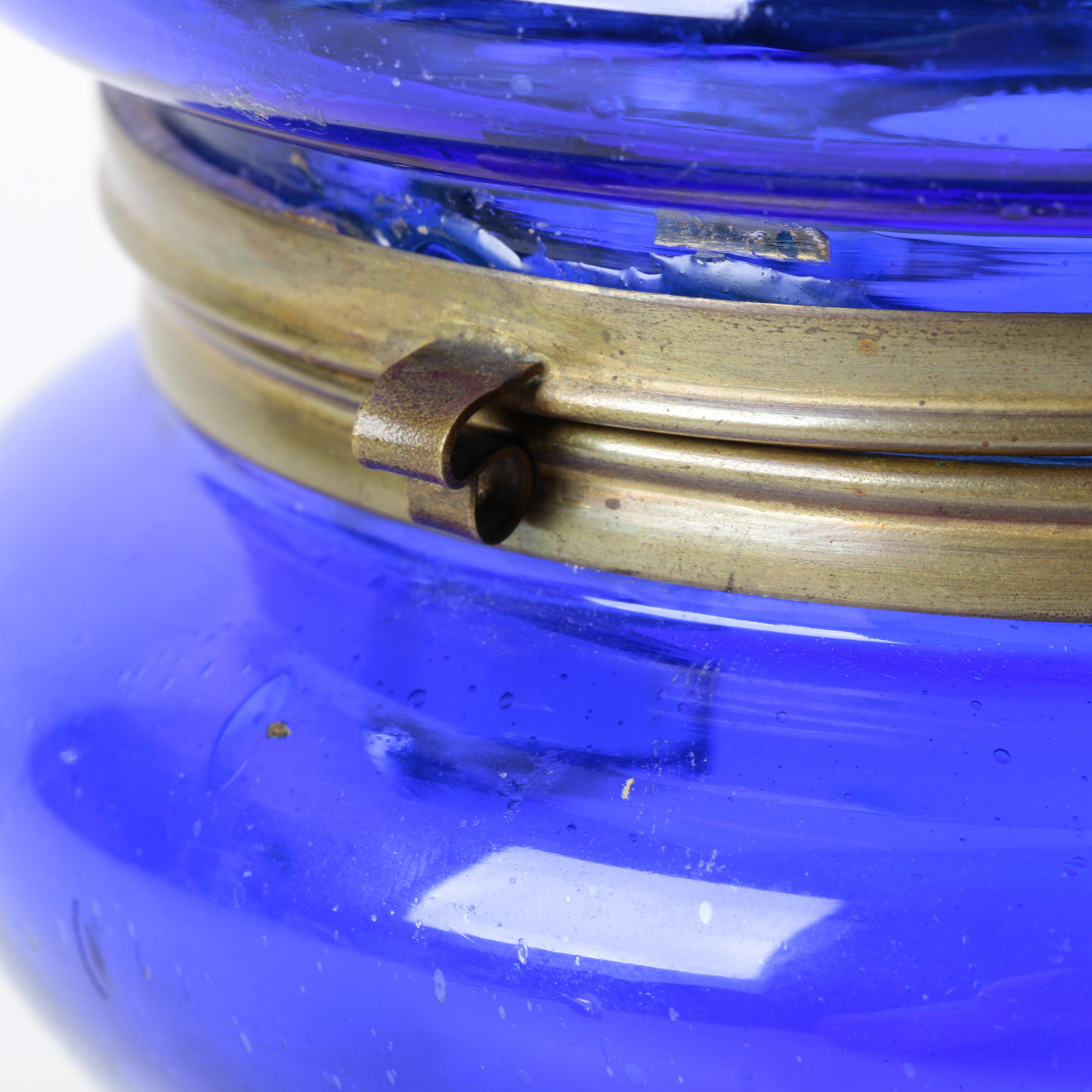 Antique Bohemian Cobalt Blue Glass Egg Shaped Liquor Set