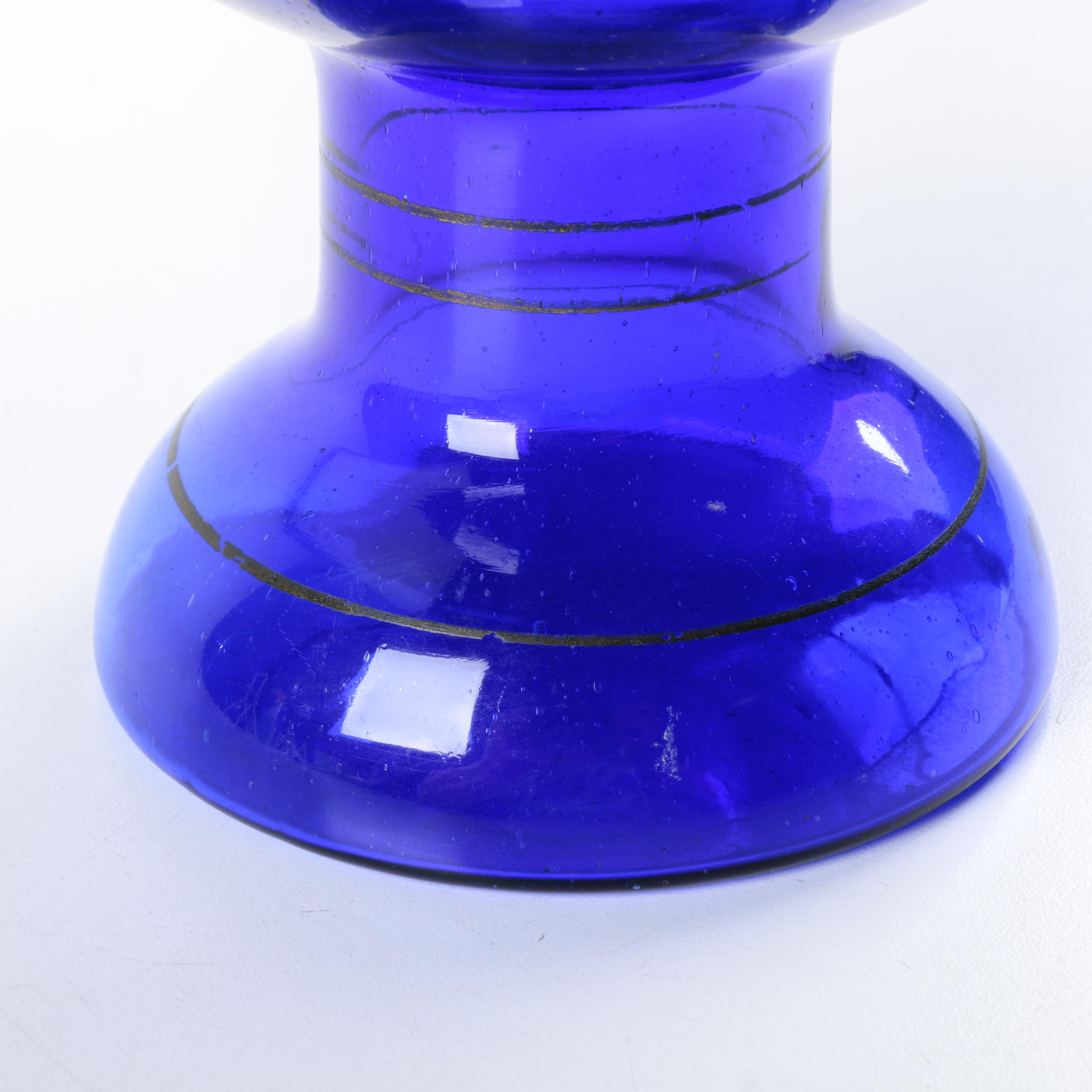 Antique Bohemian Cobalt Blue Glass Egg Shaped Liquor Set