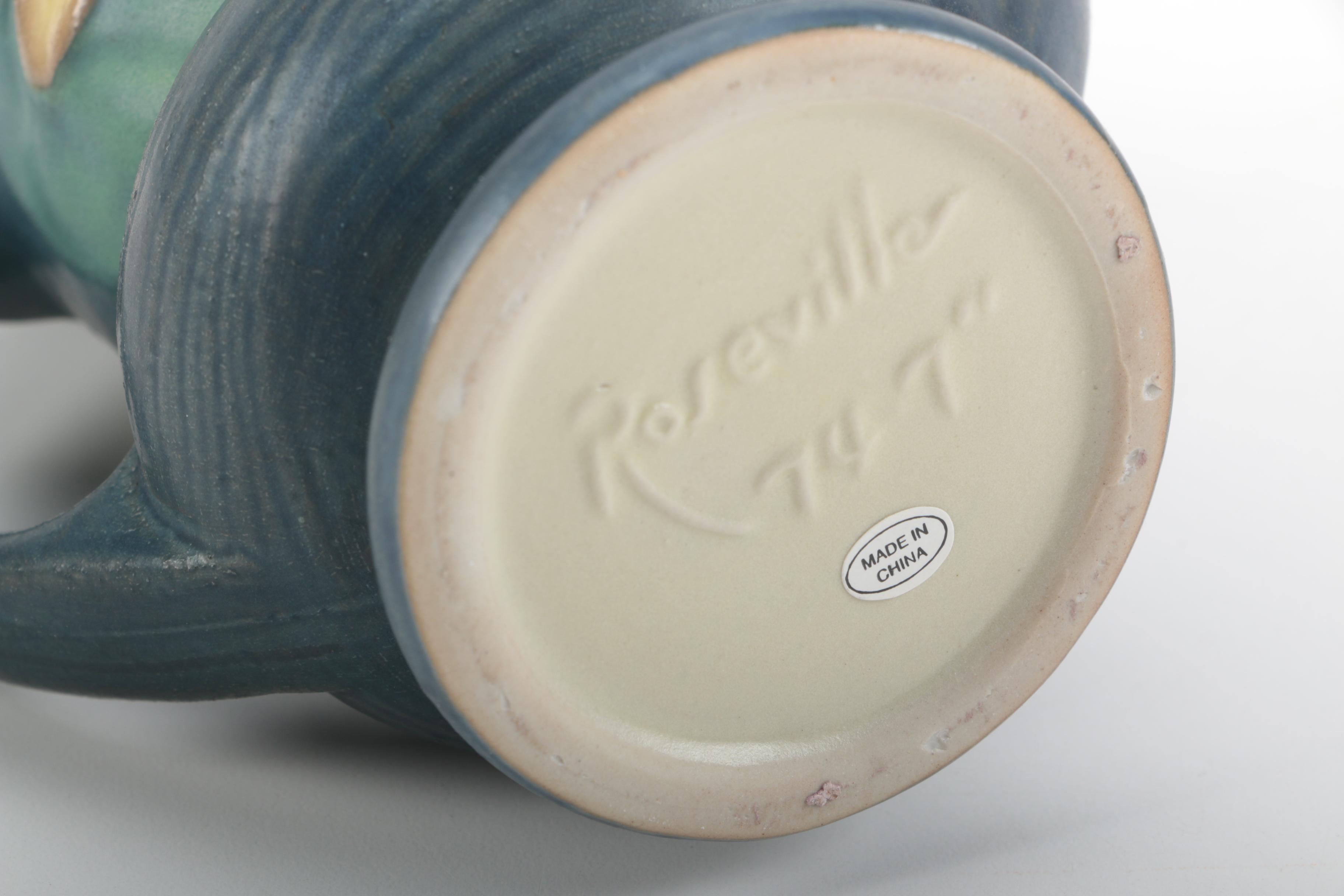 Reproduction Chinese Roseville Vase "Water Lily" Pattern