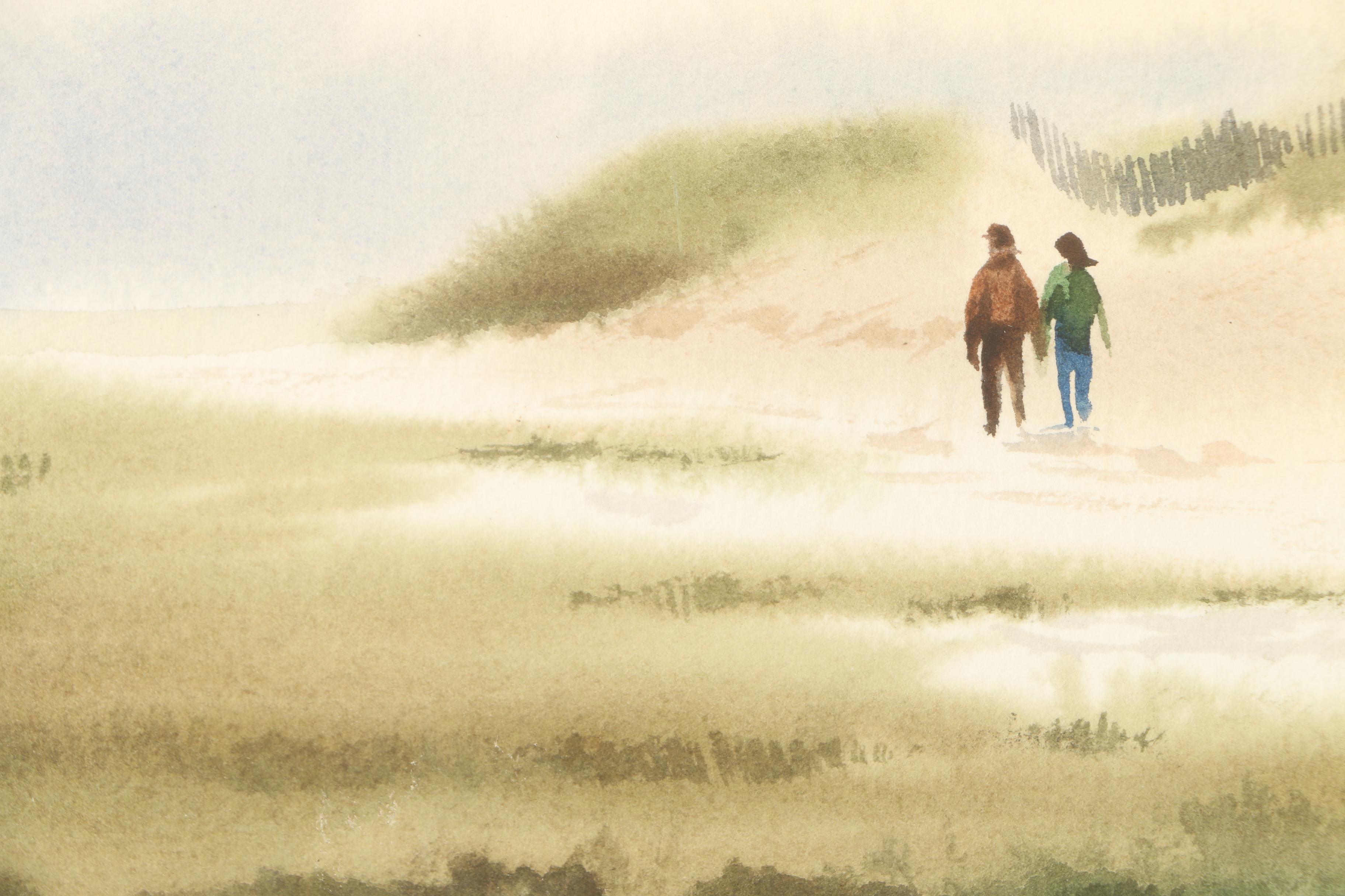 Keith Hoffman Watercolor on Paper "Beach Walkers"