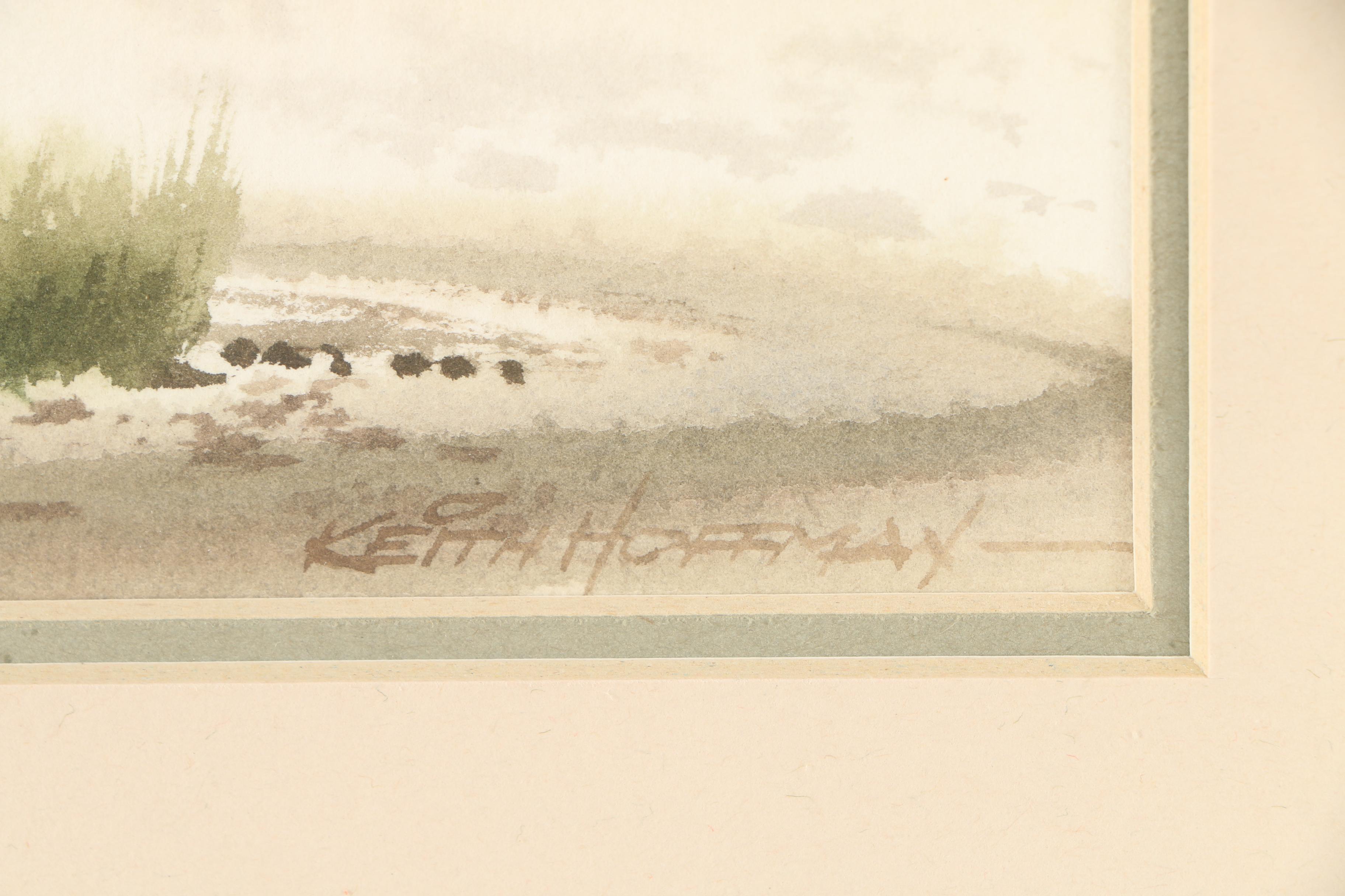 Keith Hoffman Watercolor on Paper "Beach Walkers"