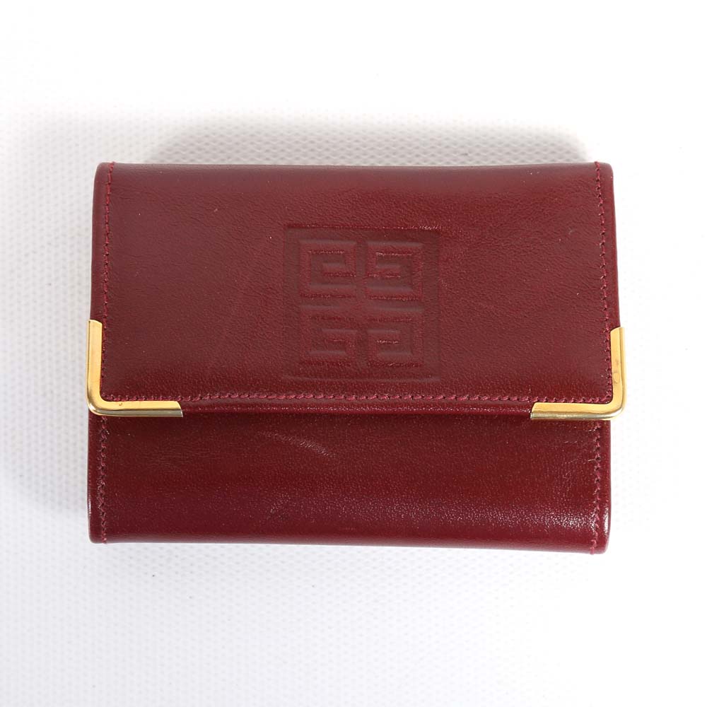 Vintage Givenchy Embossed Logo Red Leather Key Case