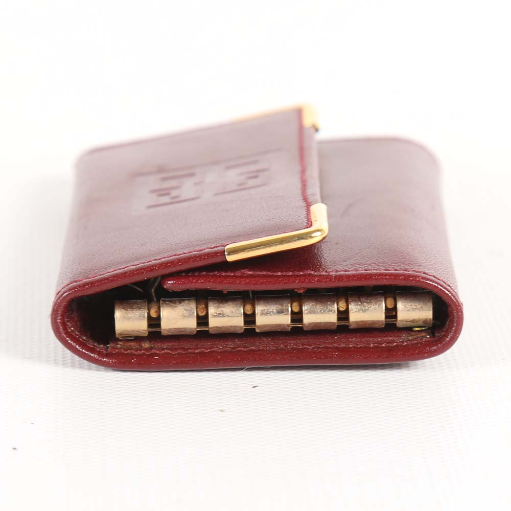 Vintage Givenchy Embossed Logo Red Leather Key Case