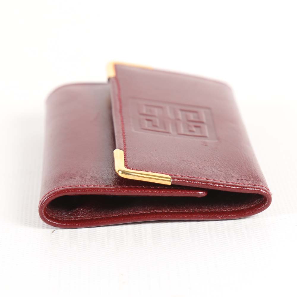 Vintage Givenchy Embossed Logo Red Leather Key Case