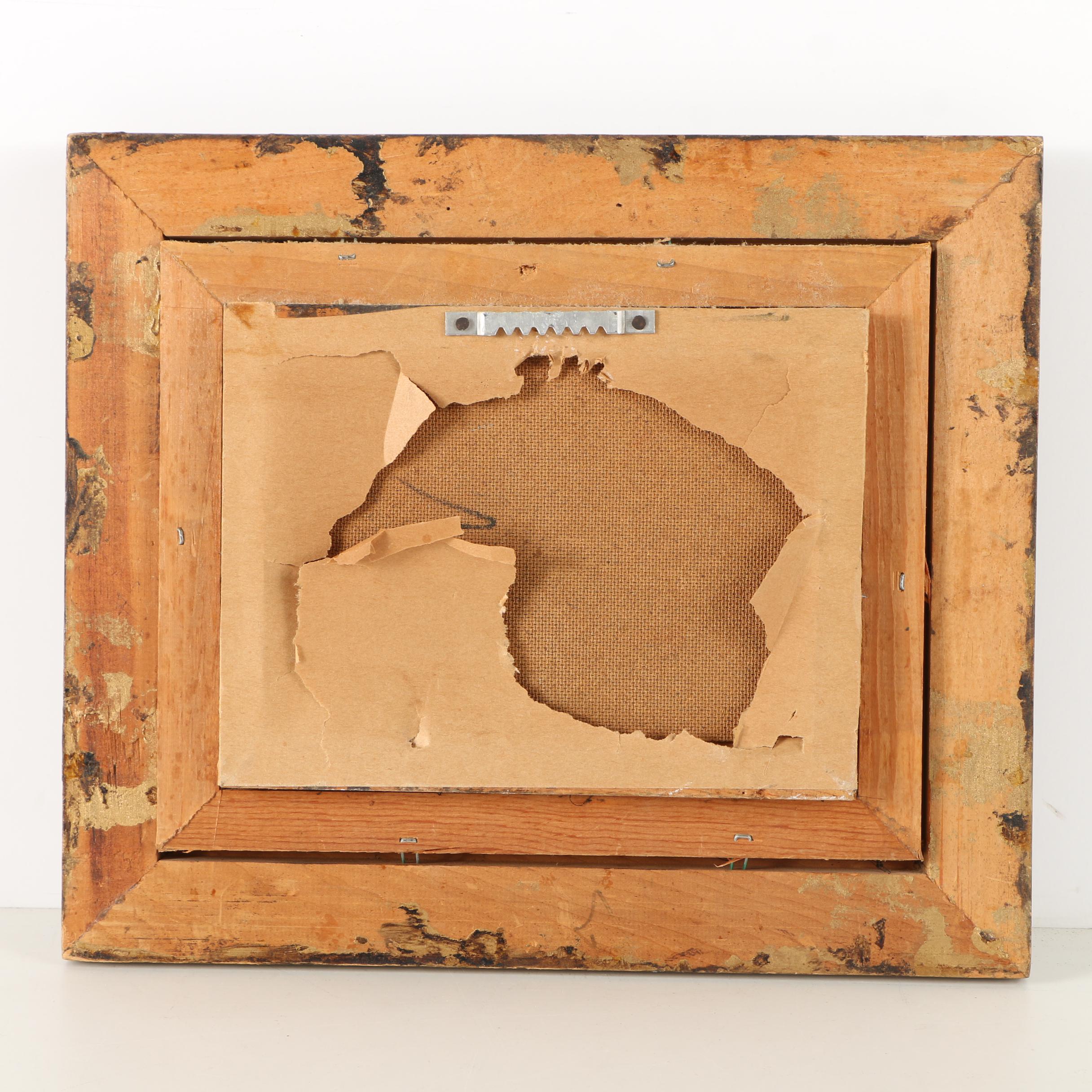 Oil and Gouache Painting of Priests and Billboard