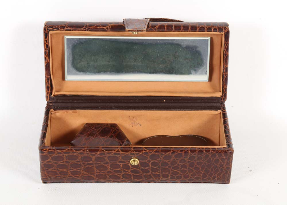 Vintage Red Lizard Skin Leather Clutch and Alligator Skin Leather Box Purse