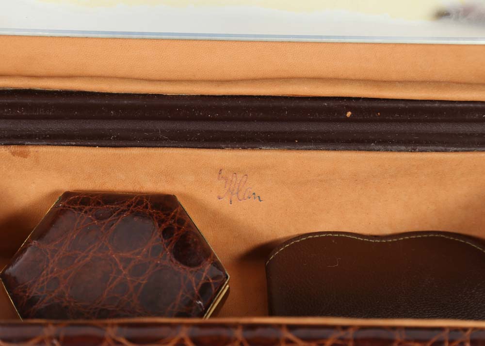 Vintage Red Lizard Skin Leather Clutch and Alligator Skin Leather Box Purse