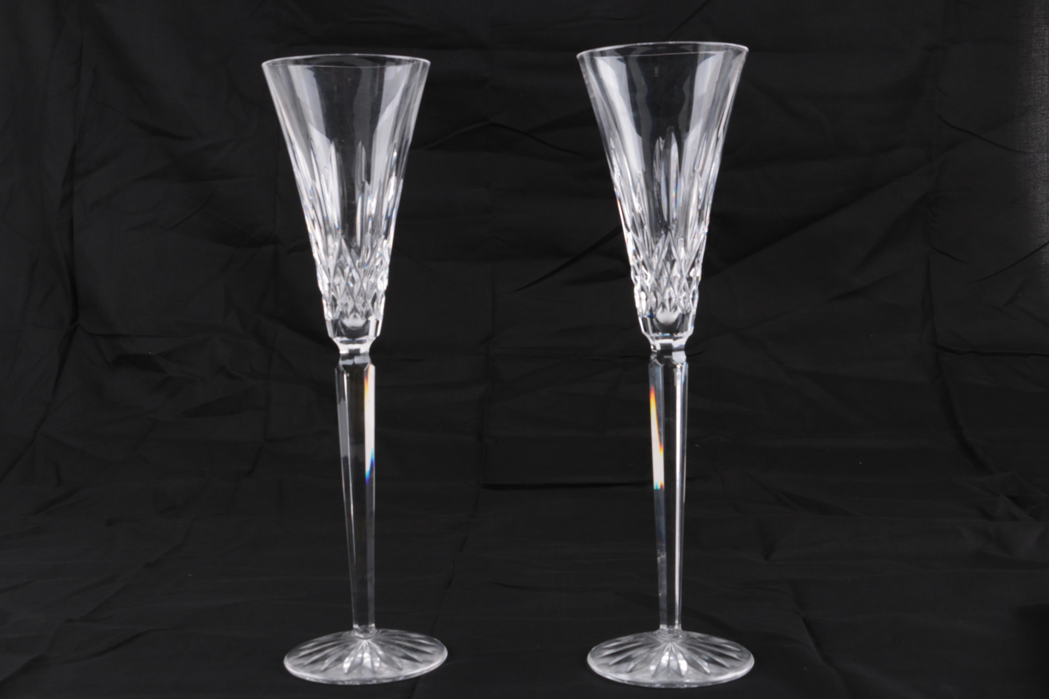 Waterford "Lismore" Cut Crystal Champagne Flutes